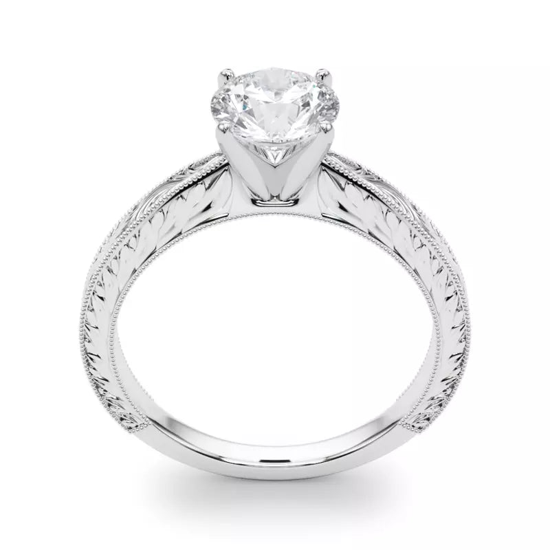 Vintage-Inspired Solitaire Engagement Round Ring