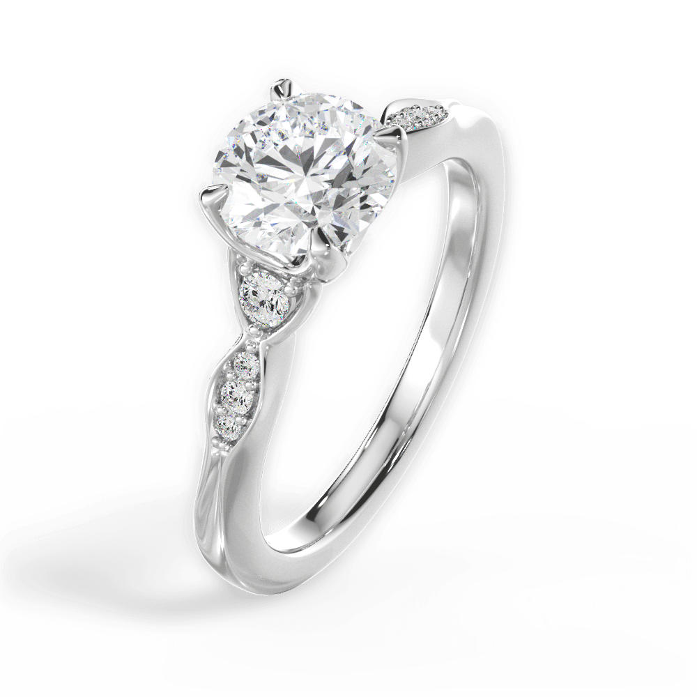 Round Cut Vintage Diamond Accent Engagement Ring