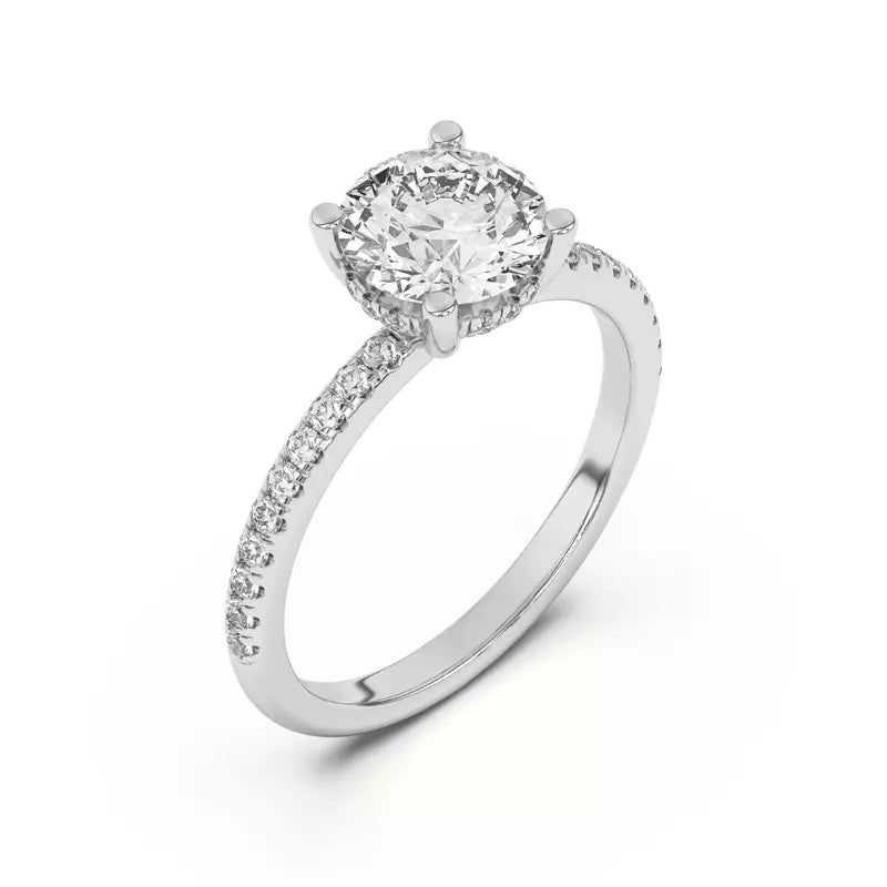 Classic Hidden Halo Pavé Round Engagement Ring