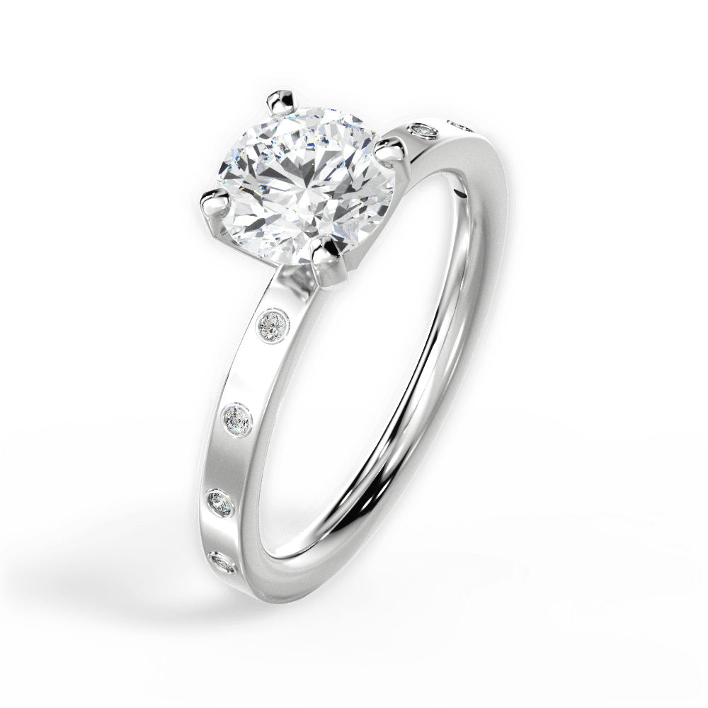 Round Cut Diamond Band Engagement Ring