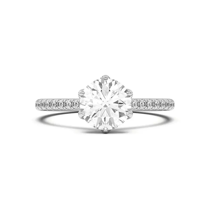 Tulip Inspired 6 Prong Round Engagement Ring