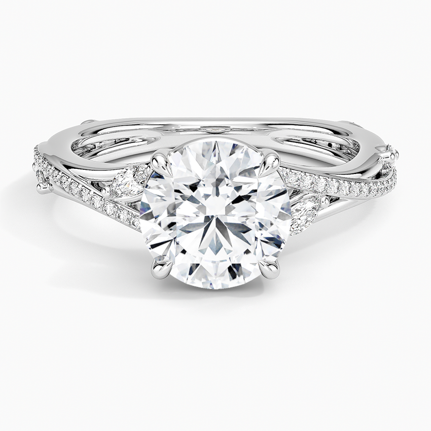 Split Vine Marquise Cluster Round Lab Grown Diamond Center Engagement Ring