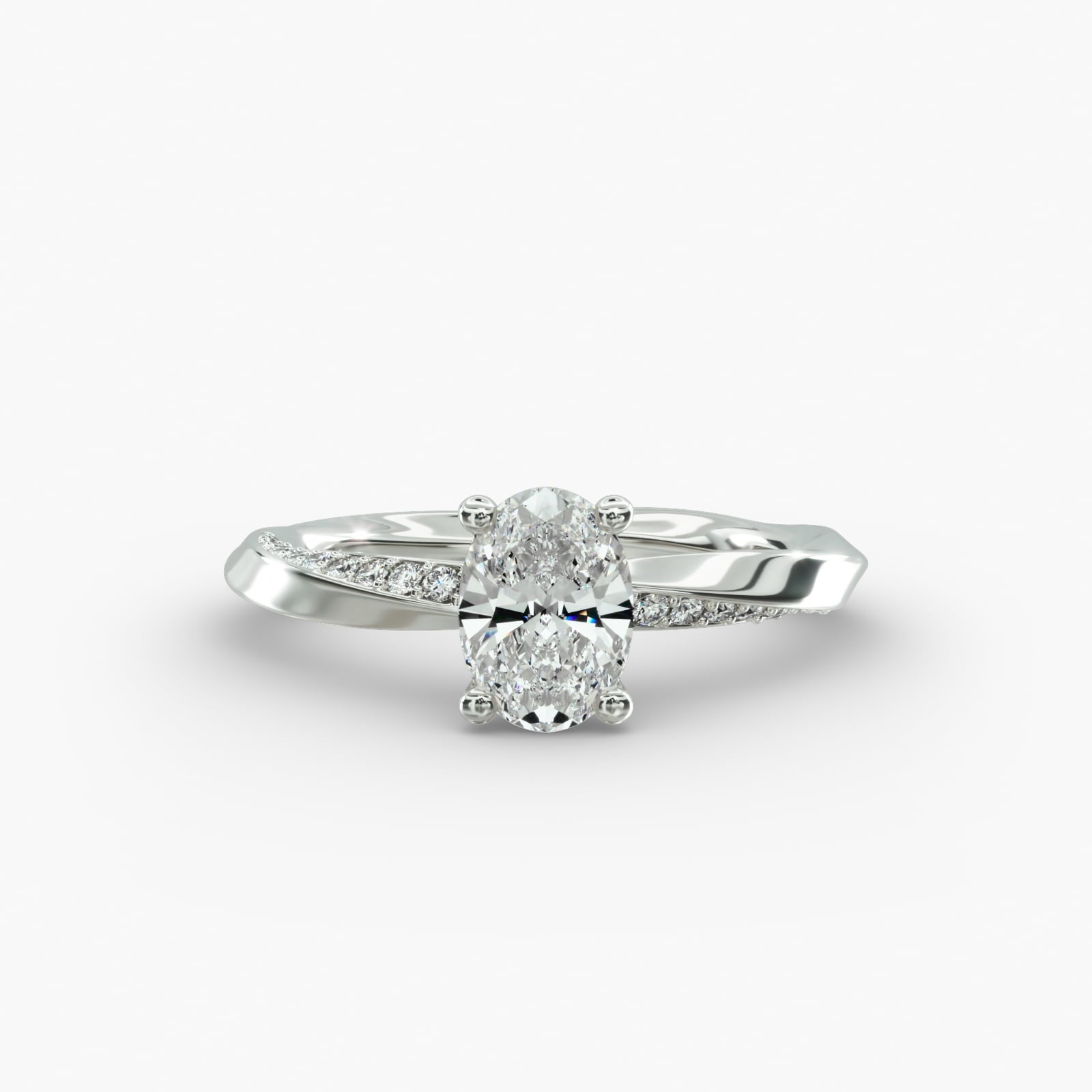 Twisted Sparkle Oval Lab Grown Diamond Center Engagement Ring