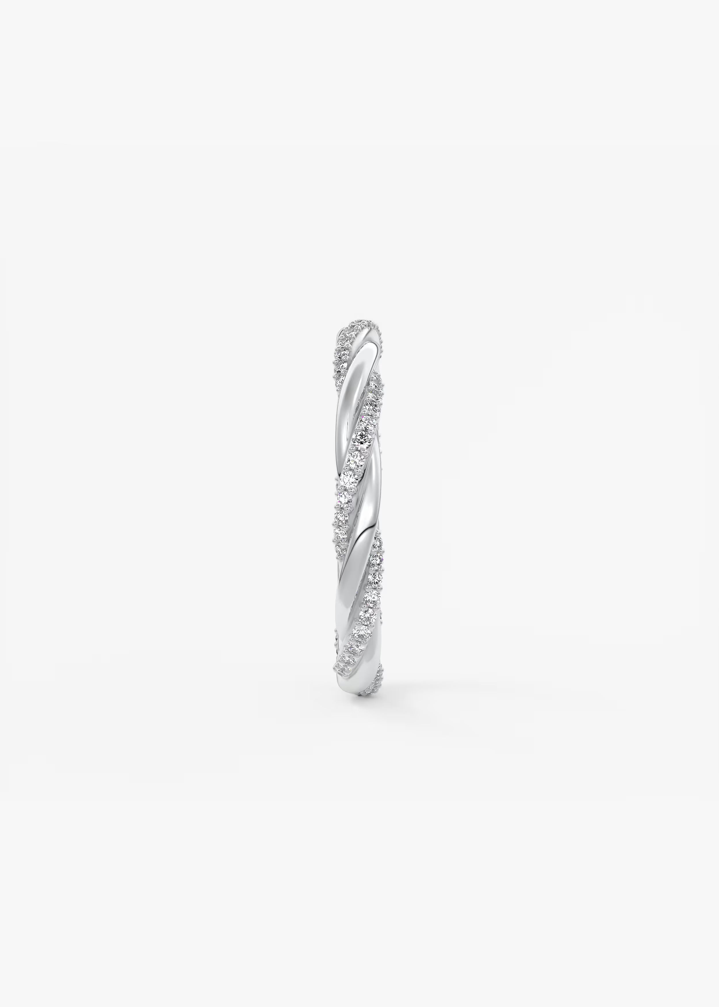 Twisted Gold Band with Pavé Lab‑Grown Diamonds and Polished Interwoven Design