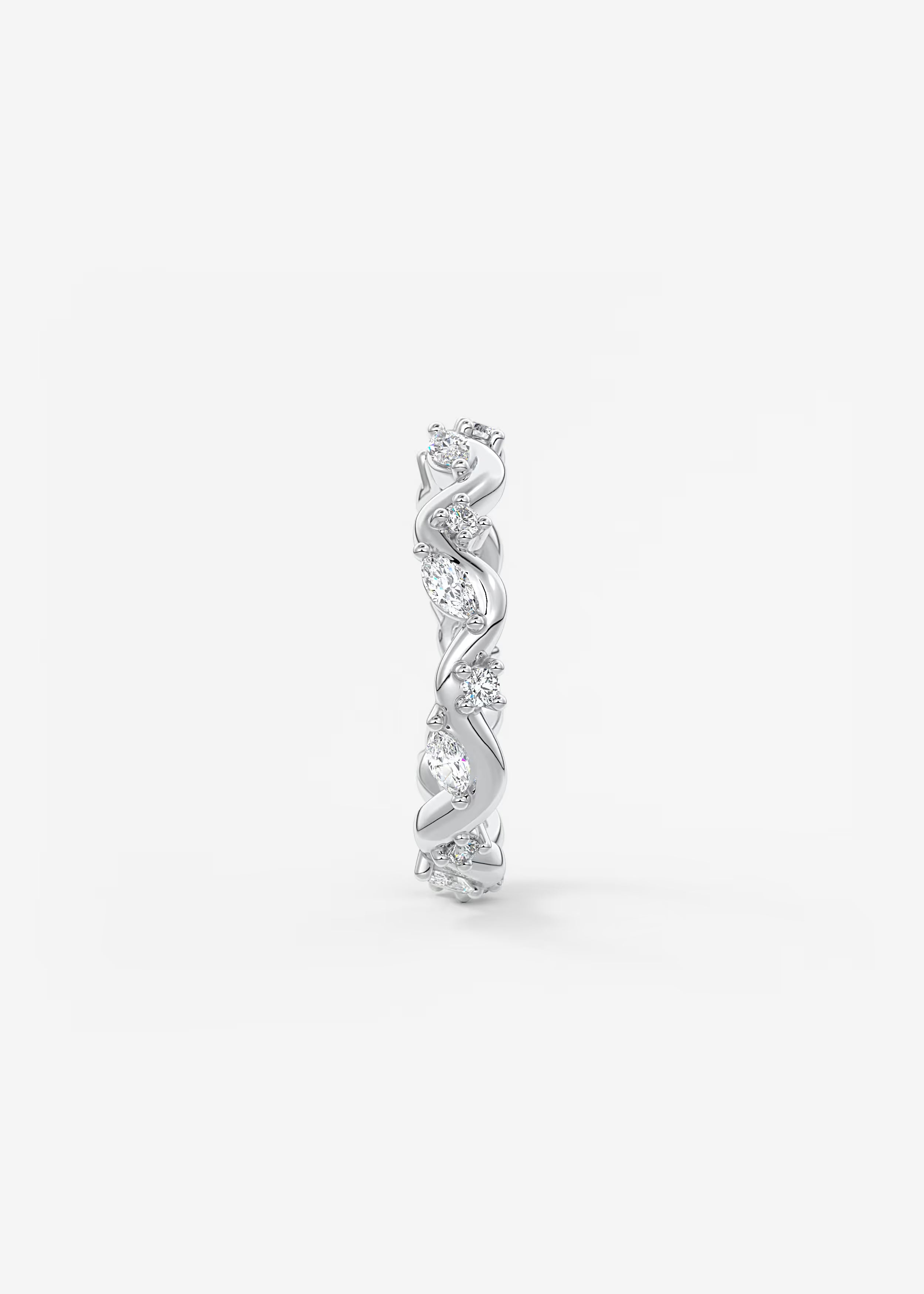 Gold Wave Eternity Band with Alternating Marquise and Round Lab Diamonds