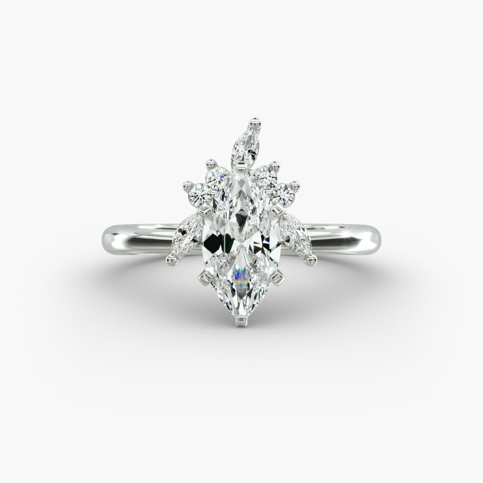 Crown Bloom Halo Marquise Lab Grown Diamond Center Engagement Ring