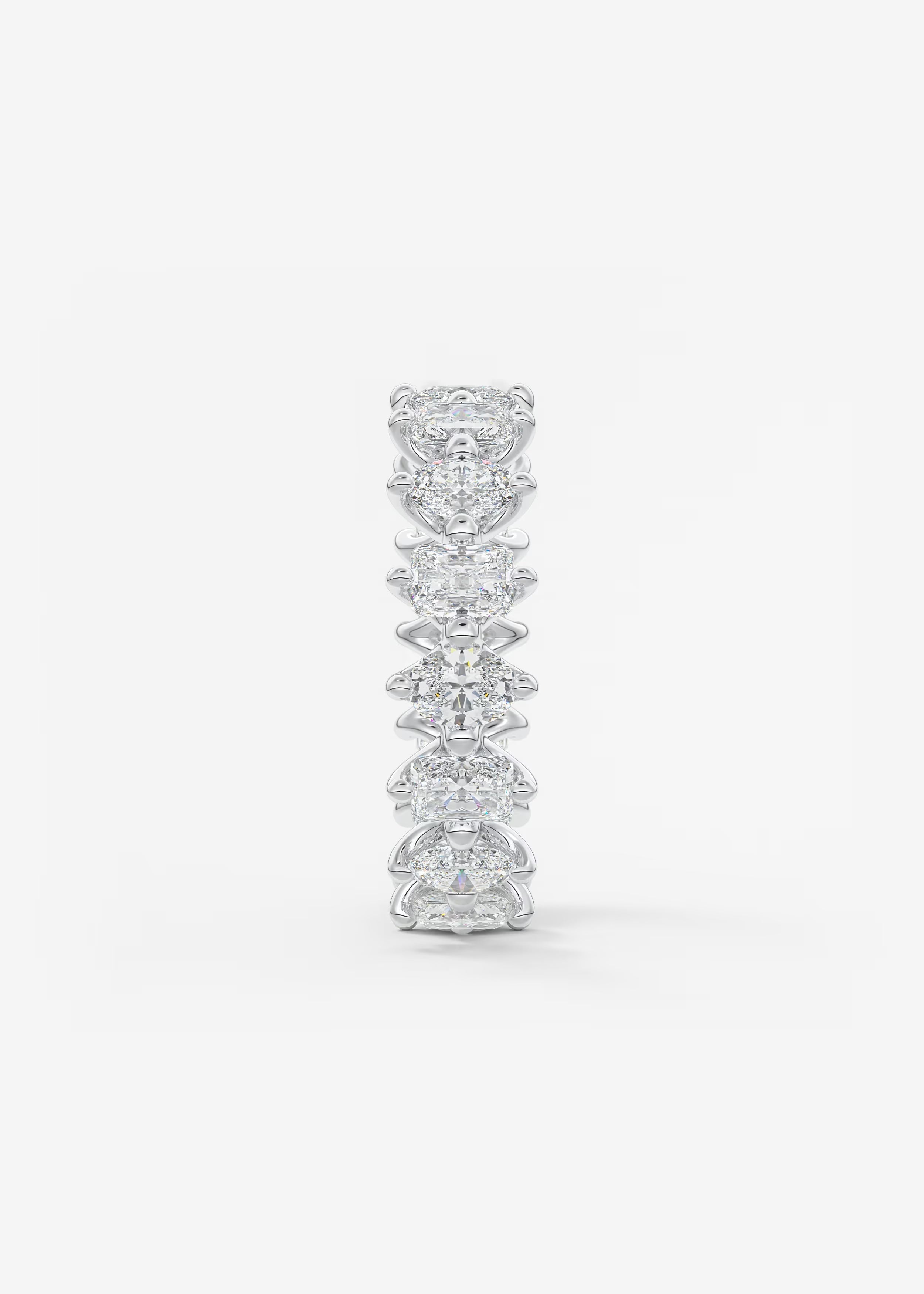 Gold Oval‑Cut Lab Diamond Eternity Band with Intricate Prong Detailing