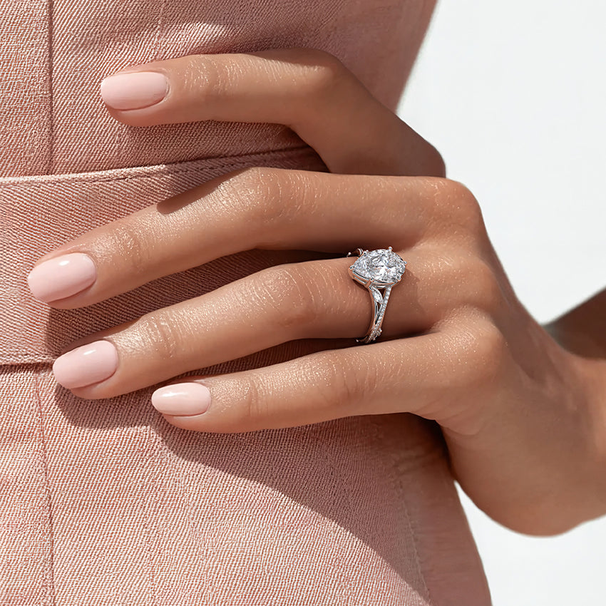 Split Vine Marquise Cluster Round Lab Grown Diamond Center Engagement Ring