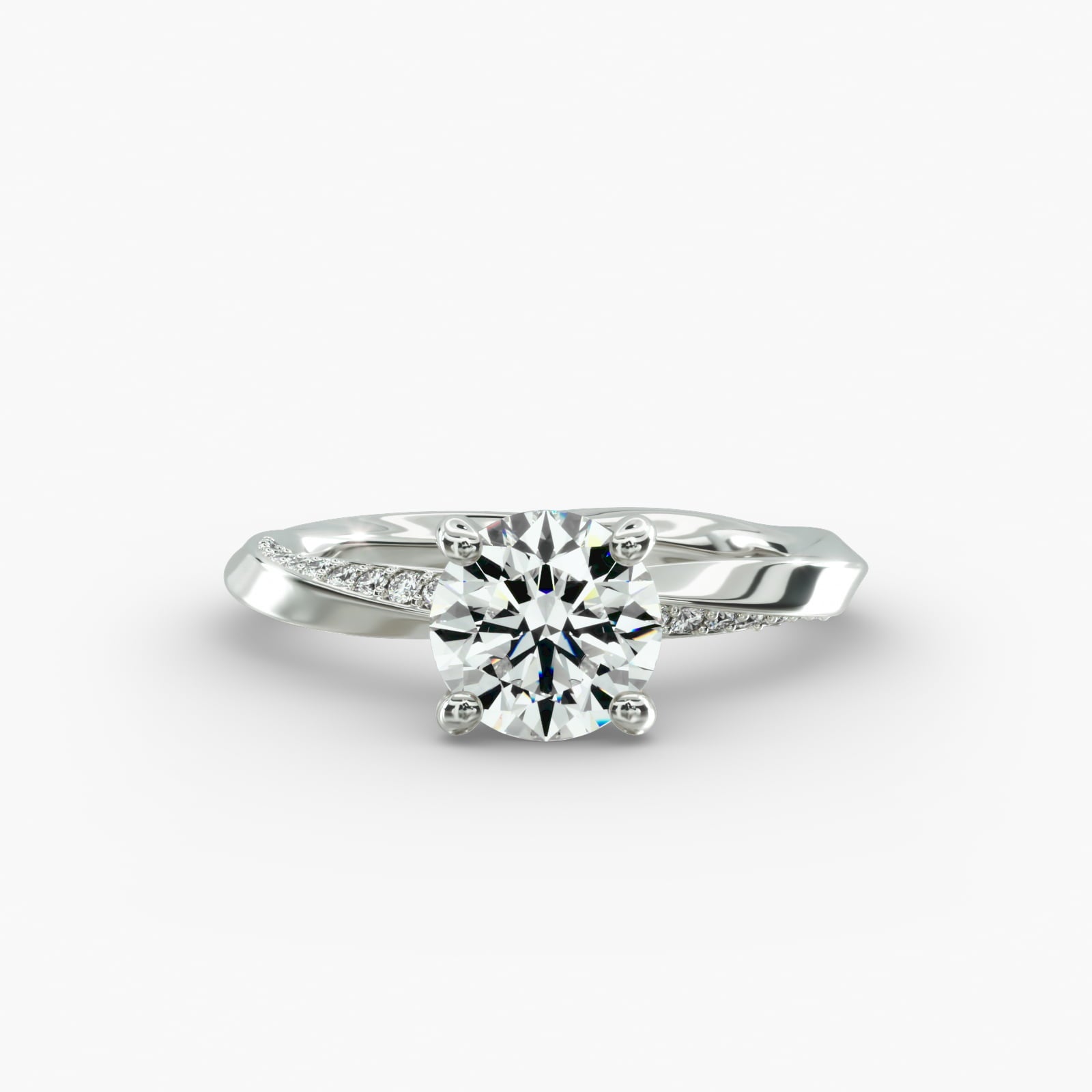 Twisted Sparkle Round Lab Grown Diamond Center Engagement Ring