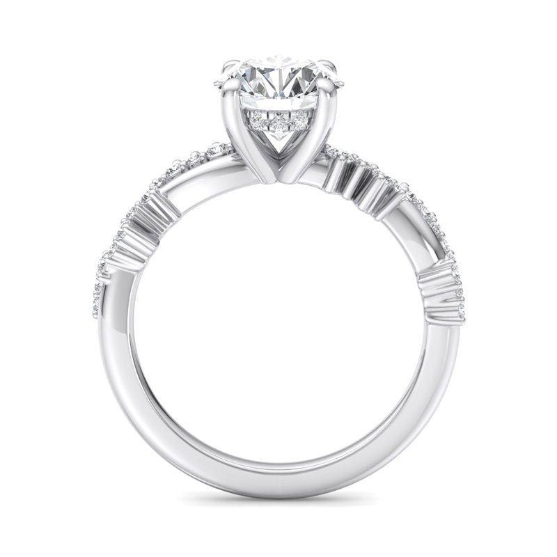 Classic Sparkle Pavé Round Lab Grown Diamond Center Engagement Ring