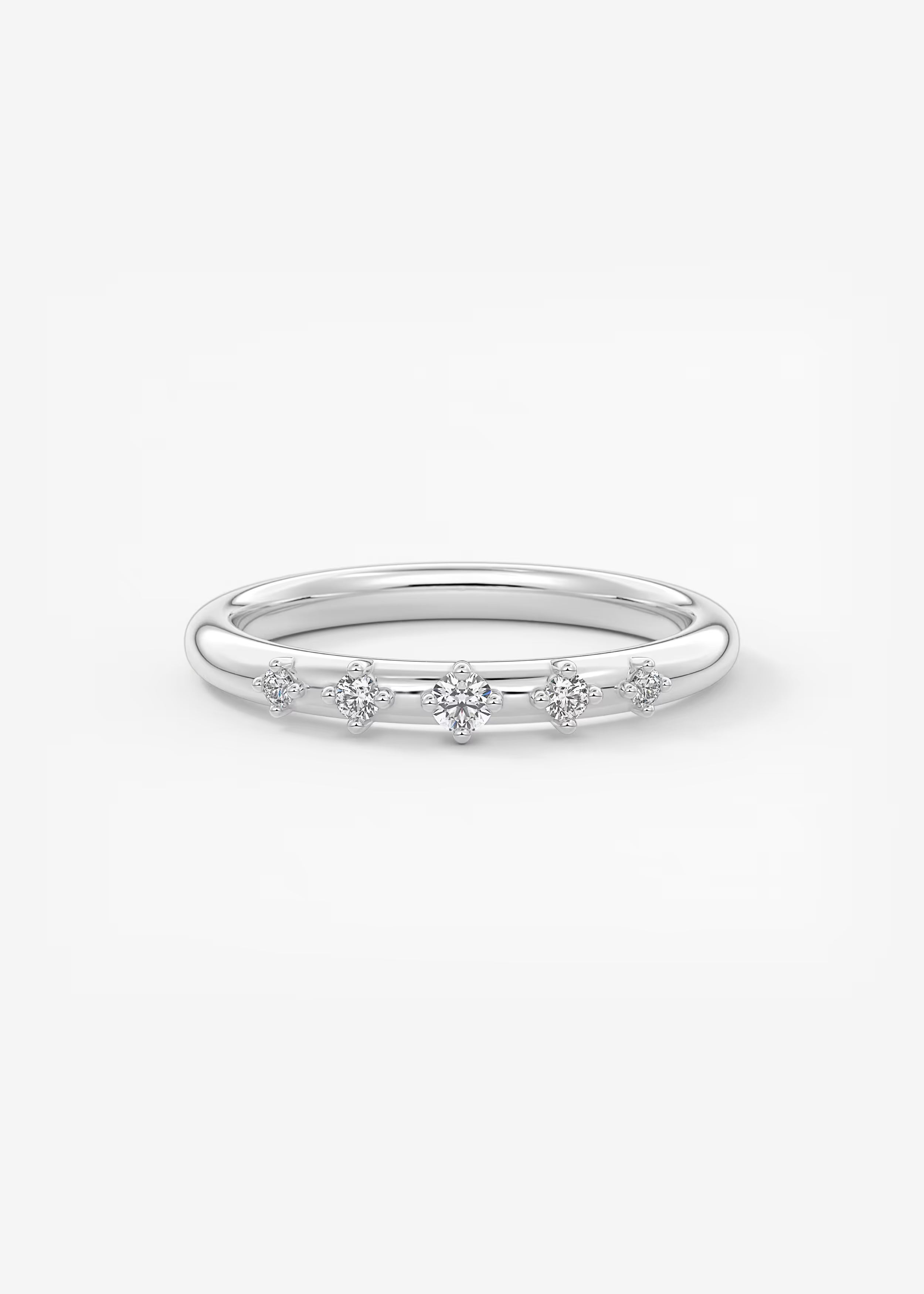 Gold Band with Evenly Spaced Round Lab‑Grown Diamond Accents