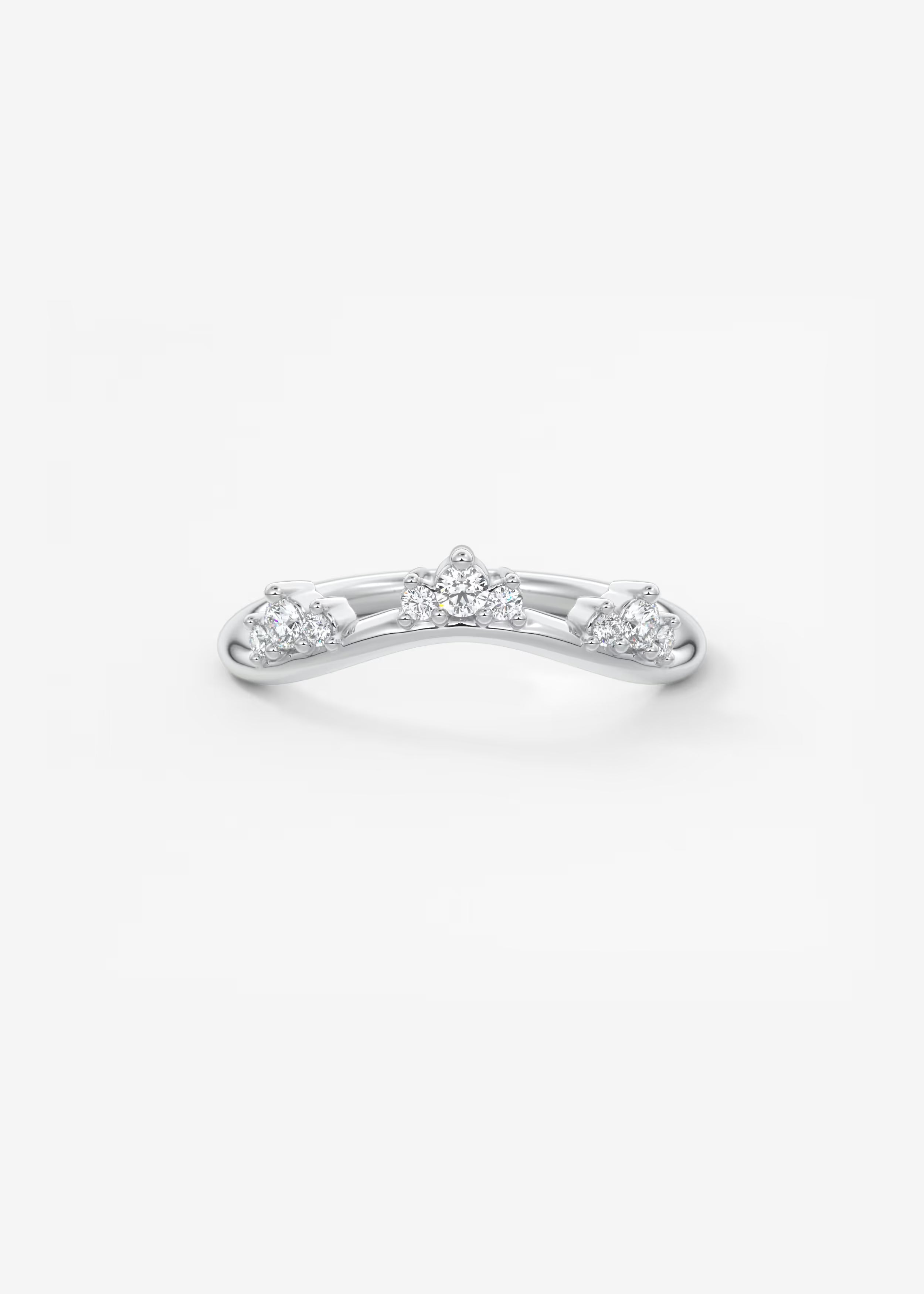 Gold Curved Band with Clustered Round Lab‑Grown Diamond Accents