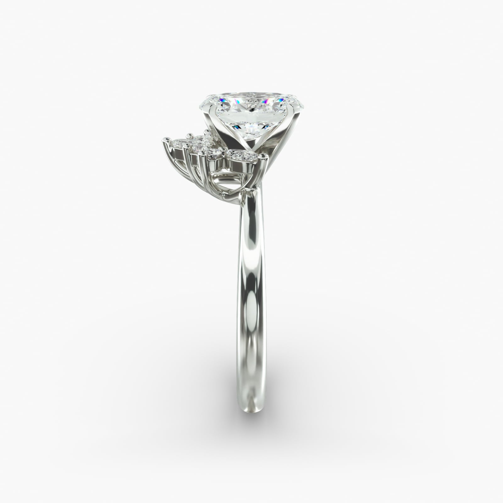 Crown Bloom Halo Oval Lab Grown Diamond Center Engagement Ring