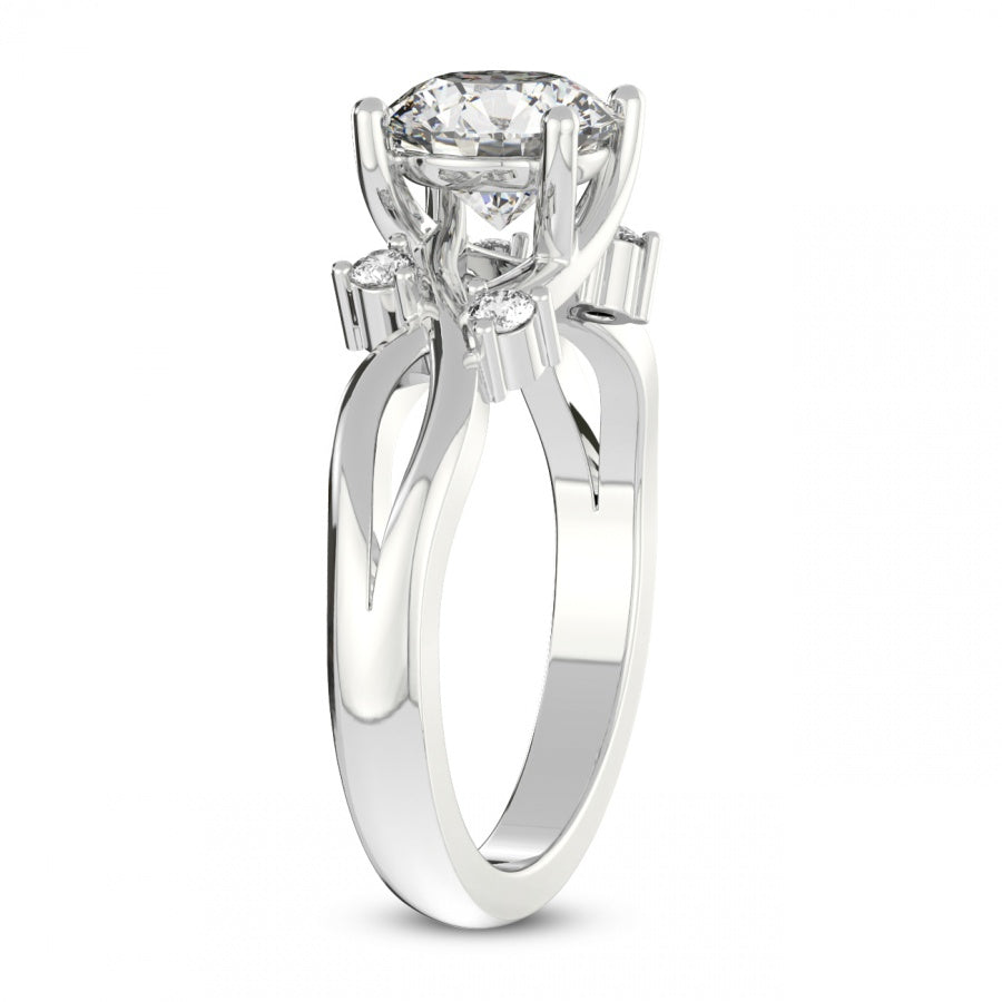 Twist Band Radiance round Lab Grown Diamond Center Engagement Ring