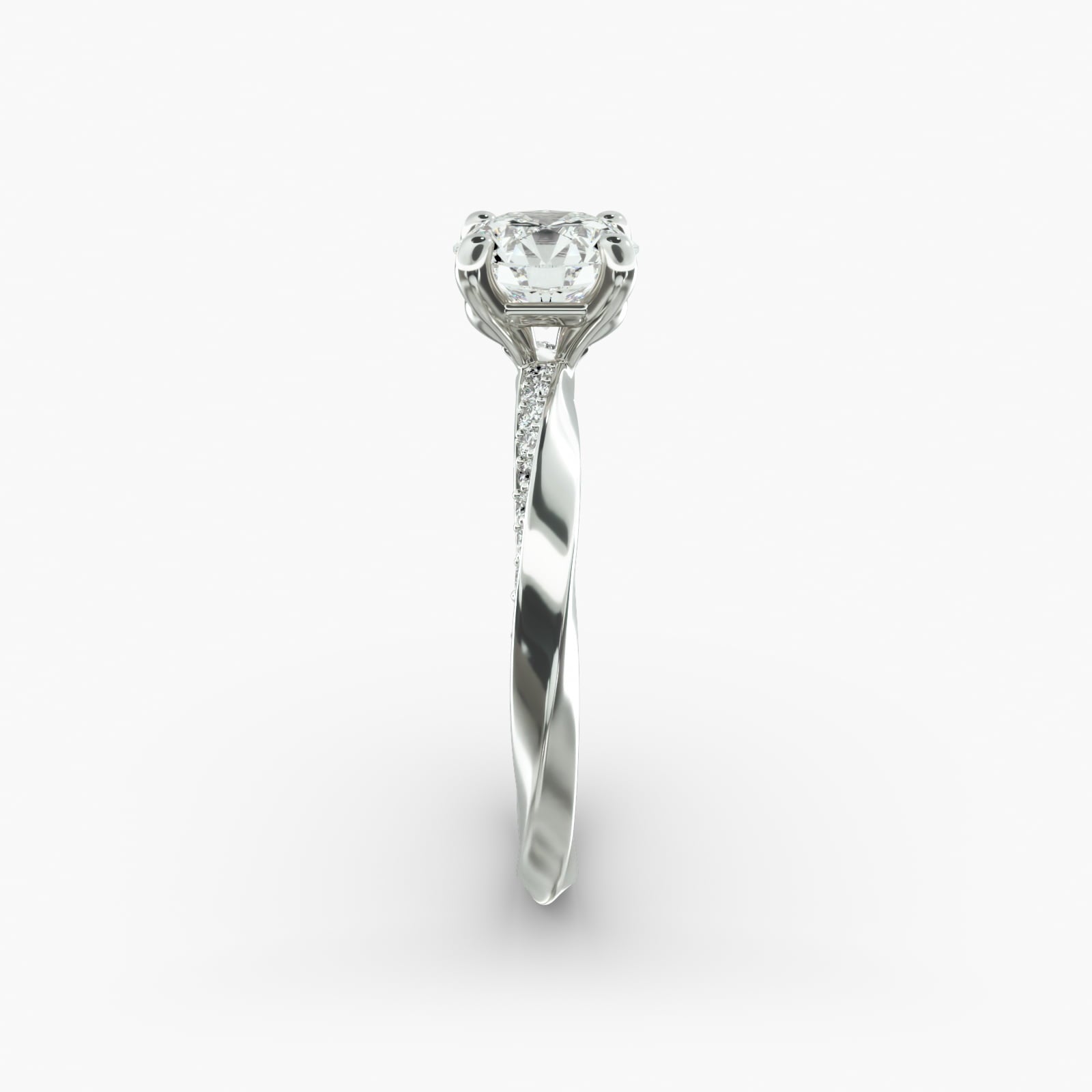 Twisted Sparkle Round Lab Grown Diamond Center Engagement Ring