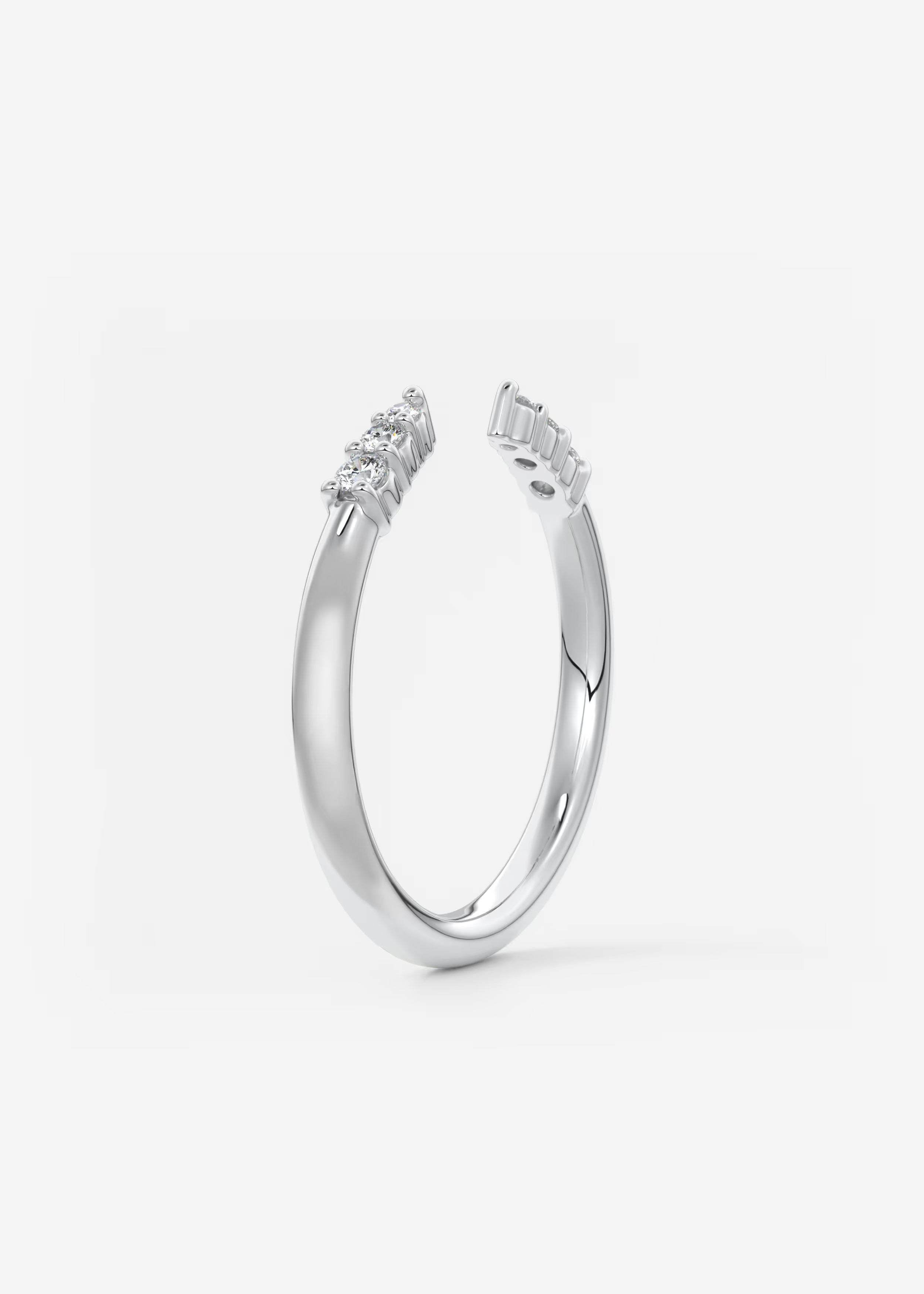 Open Gold Leaf‑Inspired Ring with Triple Round Lab‑Grown Diamond Accents