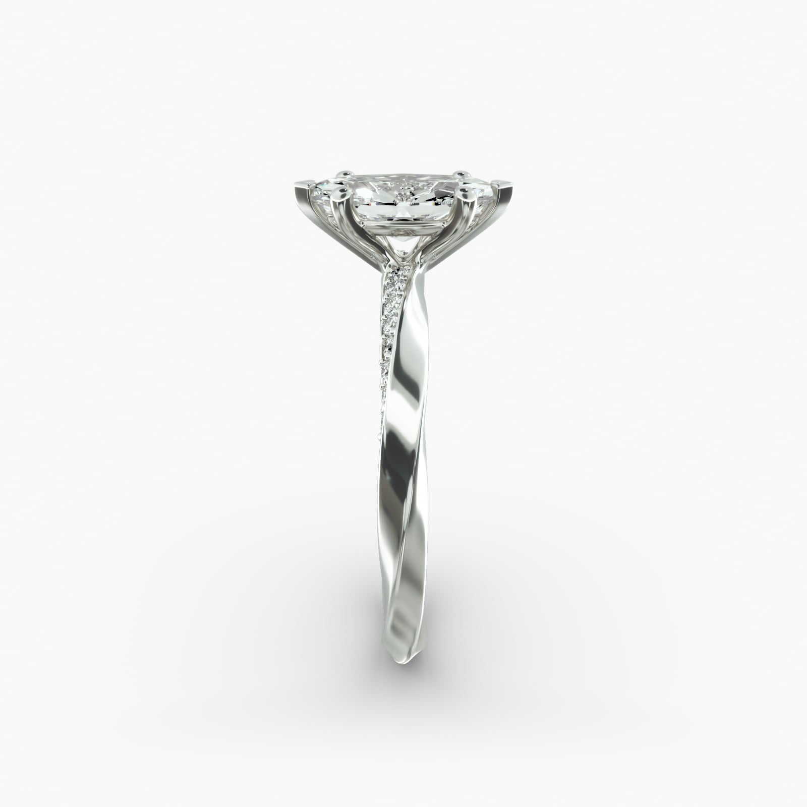 Twisted Sparkle Marquise Lab Grown Diamond Center Engagement Ring