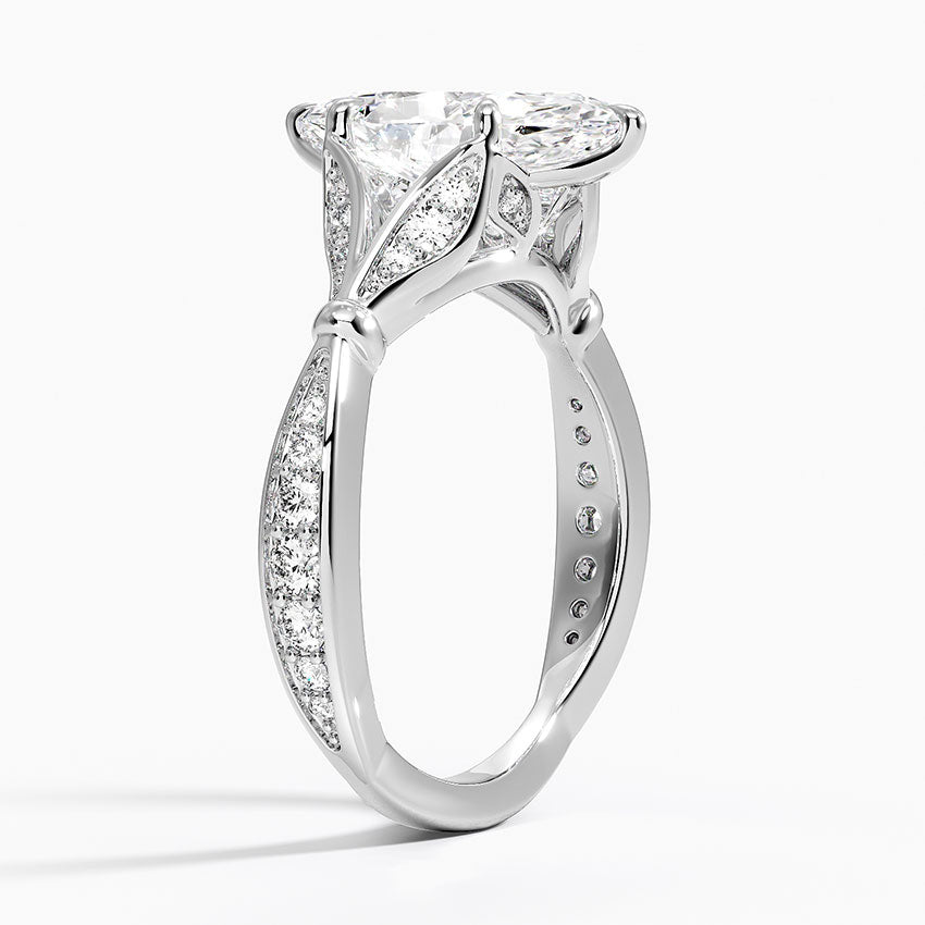 Leaf Embrace Split-Shank Marquise Lab Grown Diamond Center Engagement Ring