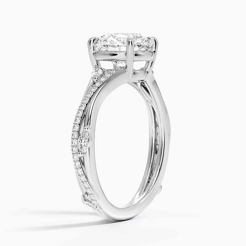 Split Vine Marquise Cluster Round Lab Grown Diamond Center Engagement Ring