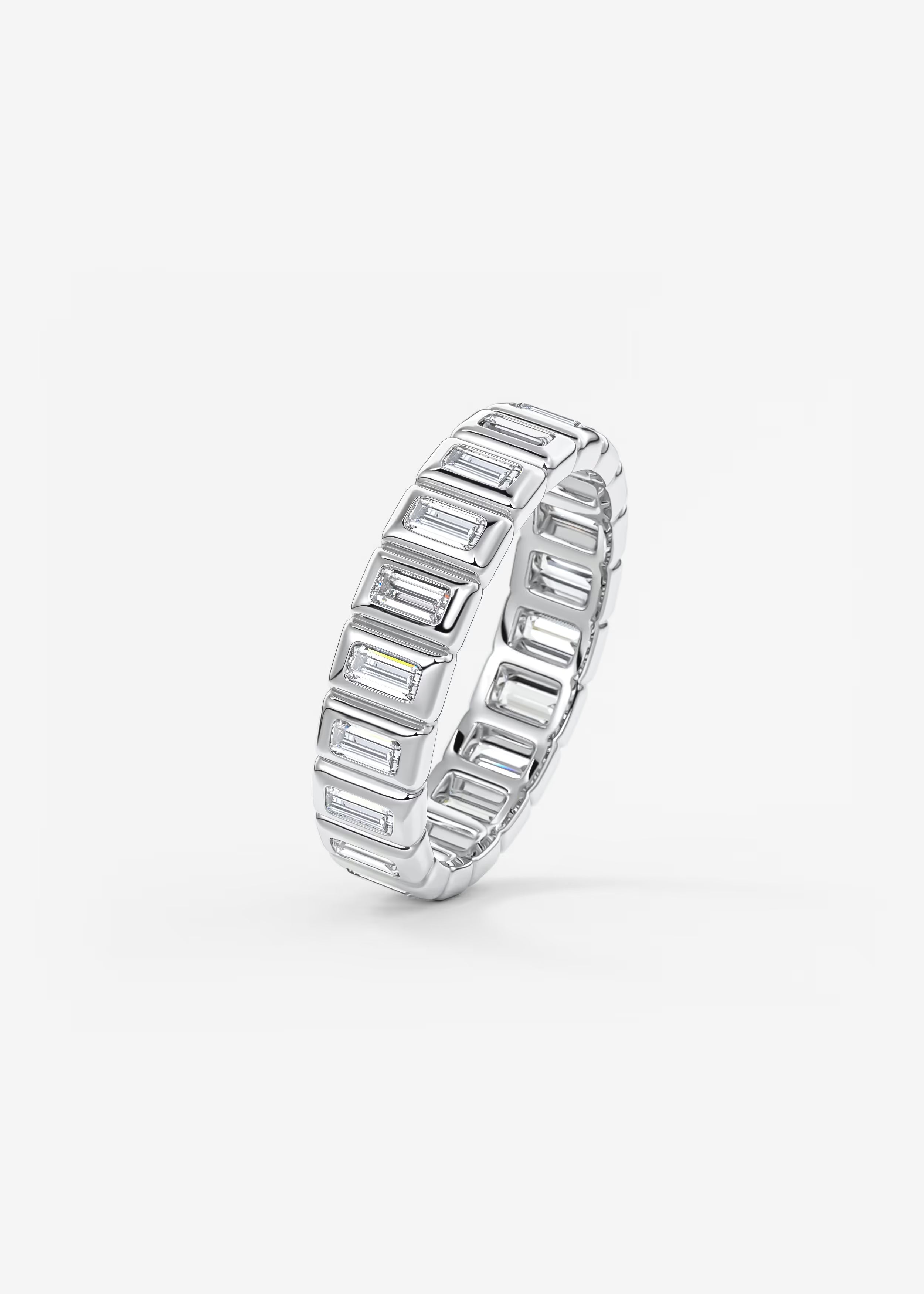 Gold Full Eternity Band with Vertical Emerald‑Cut Lab Diamonds