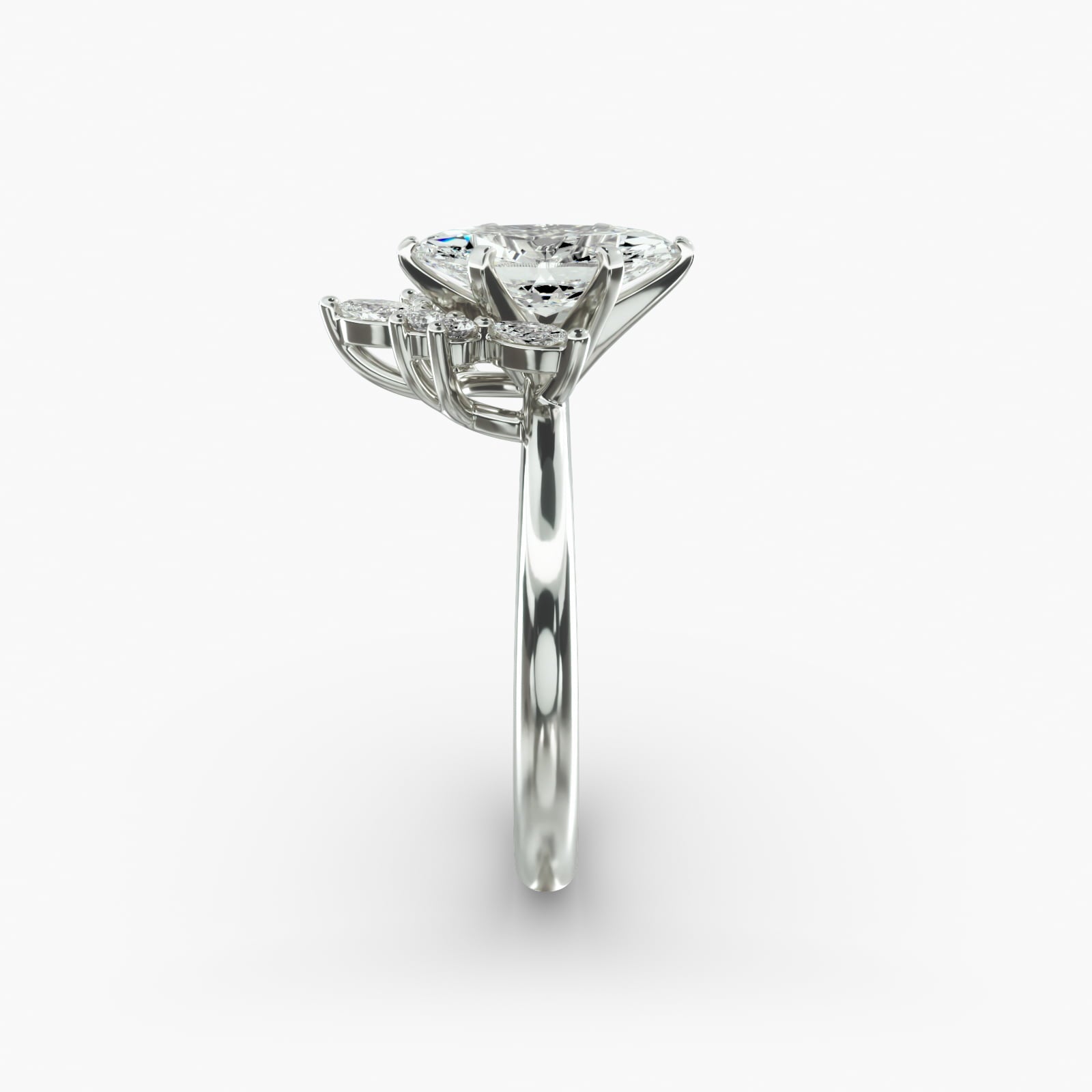 Crown Bloom Halo Marquise Lab Grown Diamond Center Engagement Ring