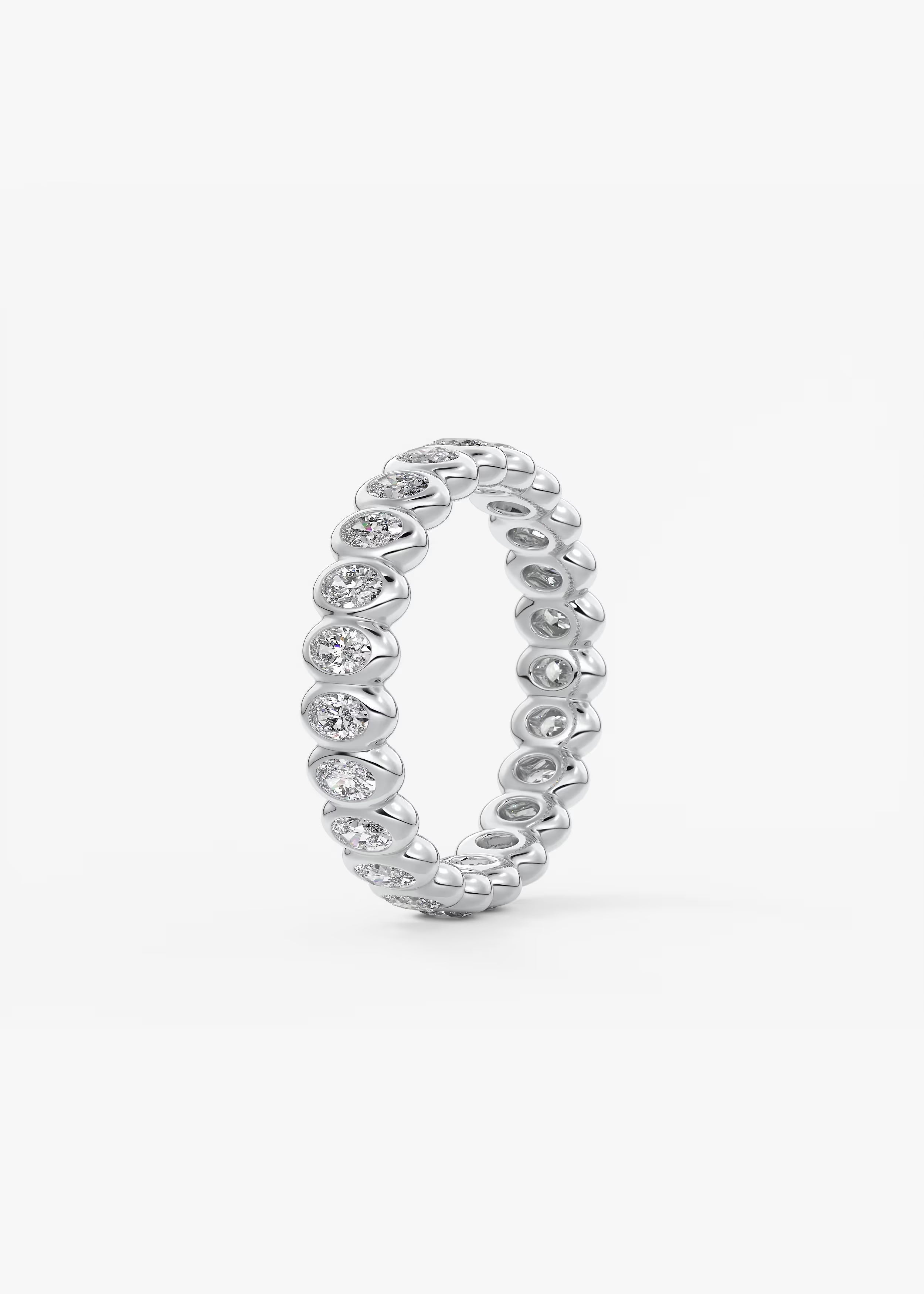 Gold Full Eternity Band with Oval Bezel‑Set Lab‑Grown Diamonds