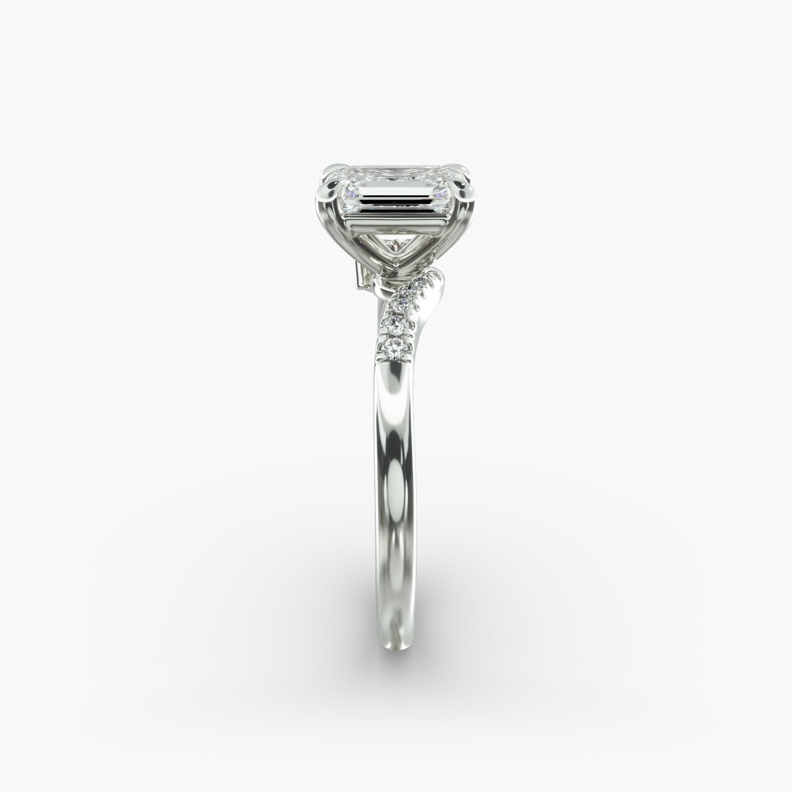 Asymmetric Elegance Emerald Lab Grown Diamond Center Engagement Ring