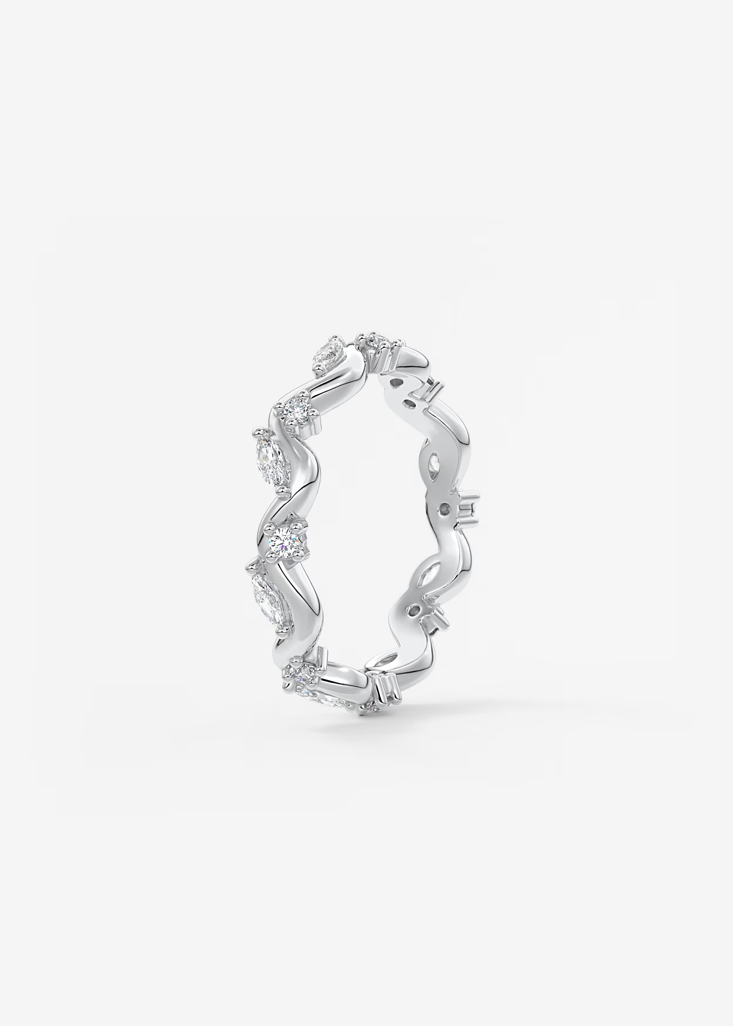Gold Wave Eternity Band with Alternating Marquise and Round Lab Diamonds