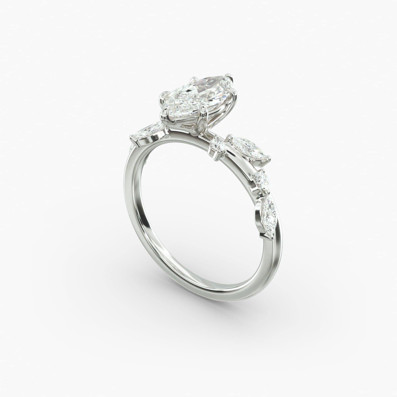 Symphony of Light Floral Marquise Lab Grown Diamond Center Engagement Ring