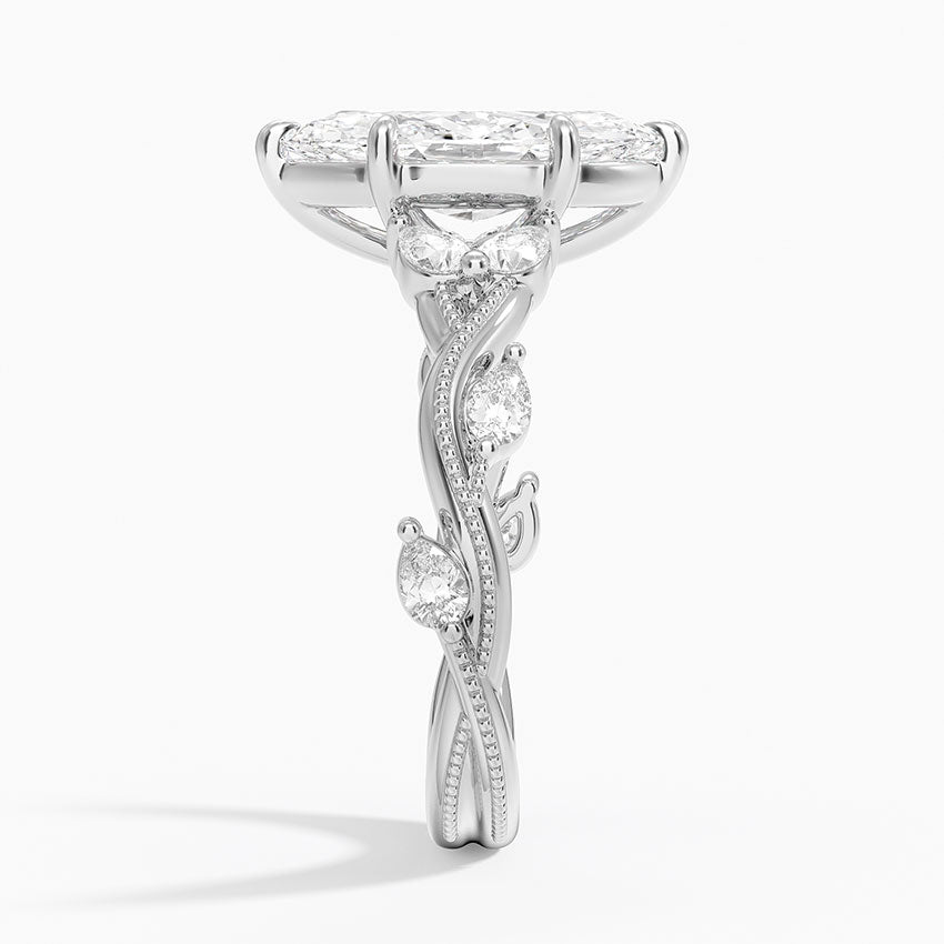Vine Twist Milgrain Marquise Lab Grown Diamond Center Engagement Ring