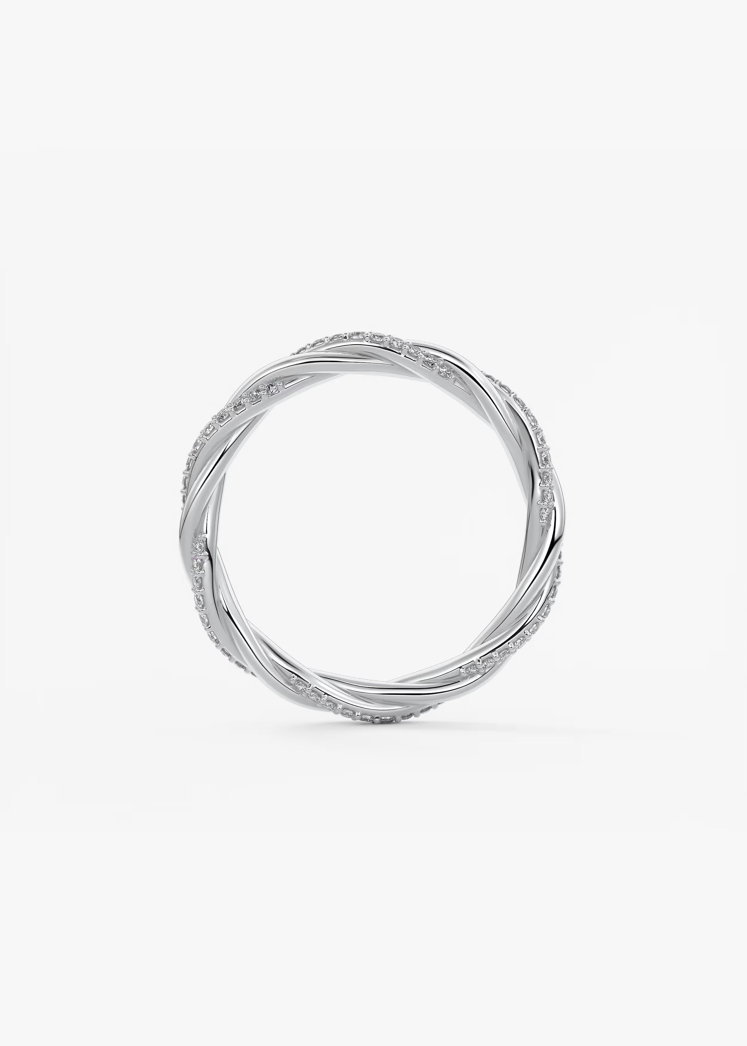 Twisted Gold Band with Pavé Lab‑Grown Diamonds and Polished Interwoven Design