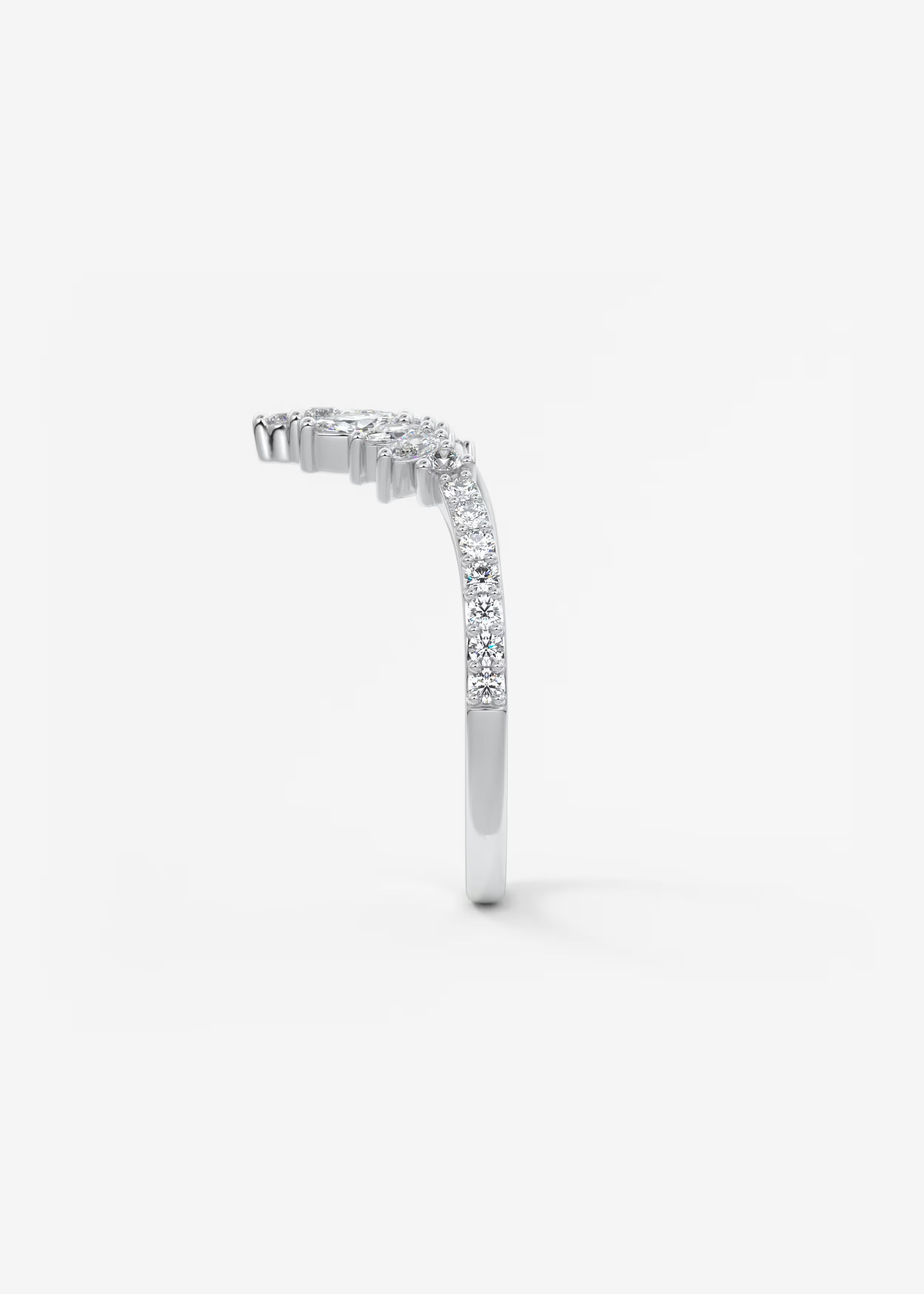 Gold V‑Shaped Double Band Ring with Marquise and Round Lab‑Grown Diamond Crown Detailing