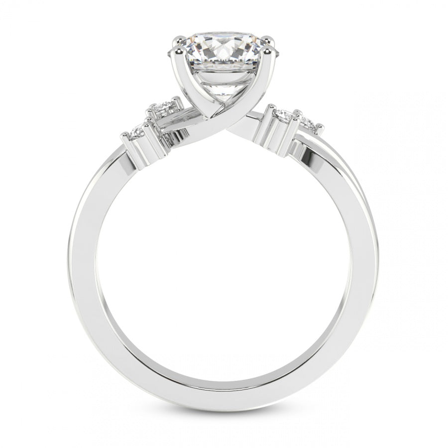 Twist Band Radiance princess Lab Grown Diamond Center Engagement Ring