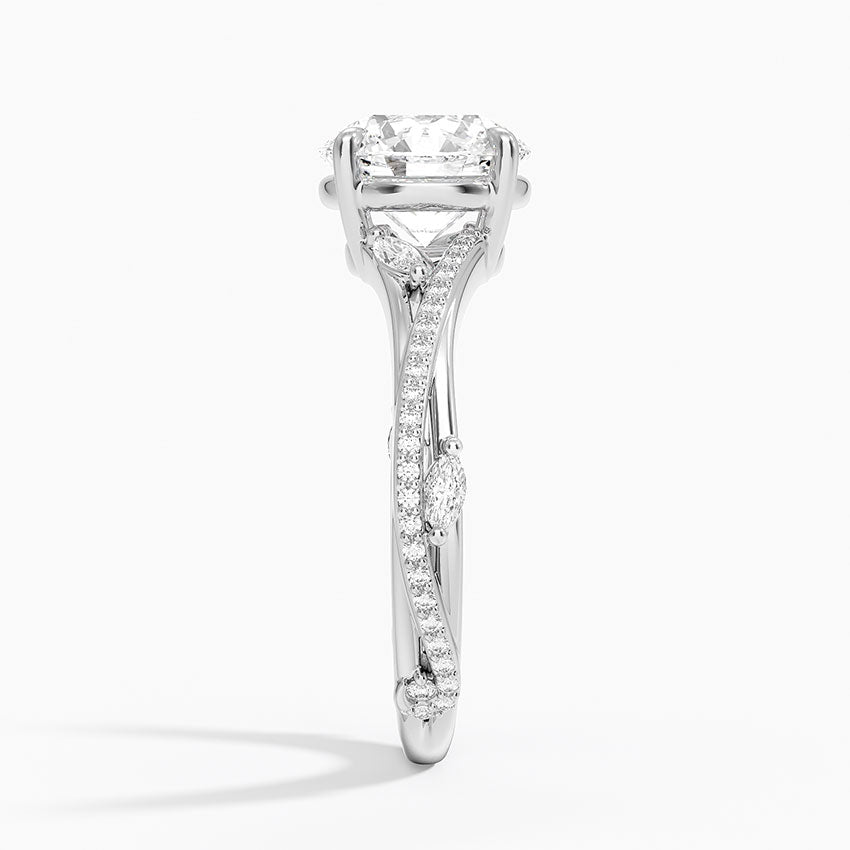 Split Vine Marquise Cluster Round Lab Grown Diamond Center Engagement Ring