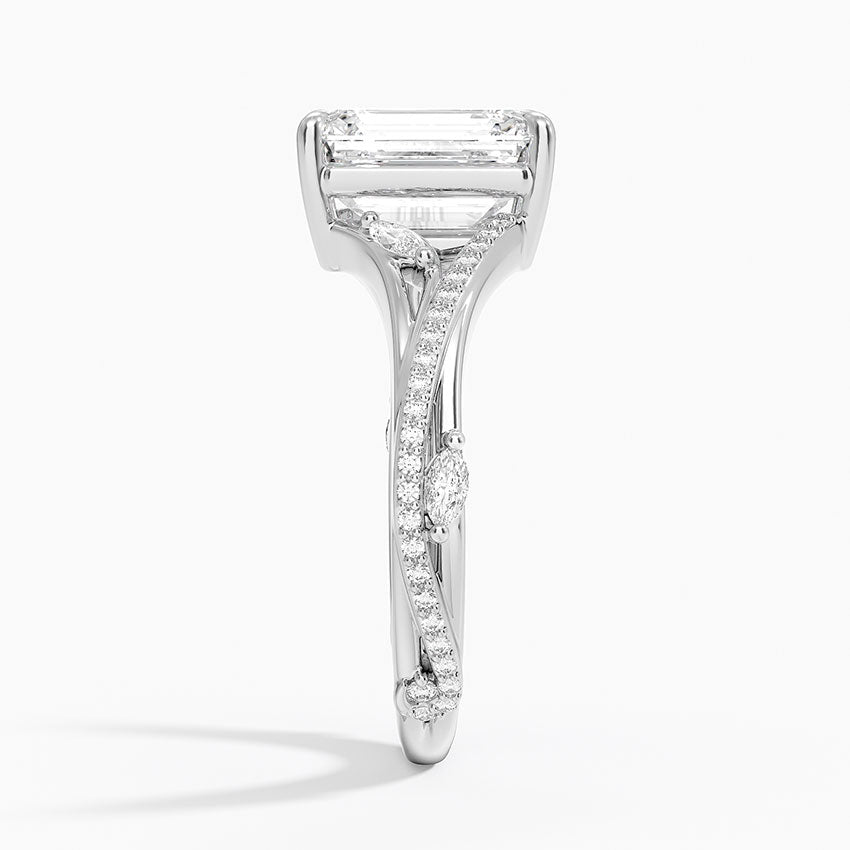 Split Vine Marquise Cluster Emerald Lab Grown Diamond Center Engagement Ring