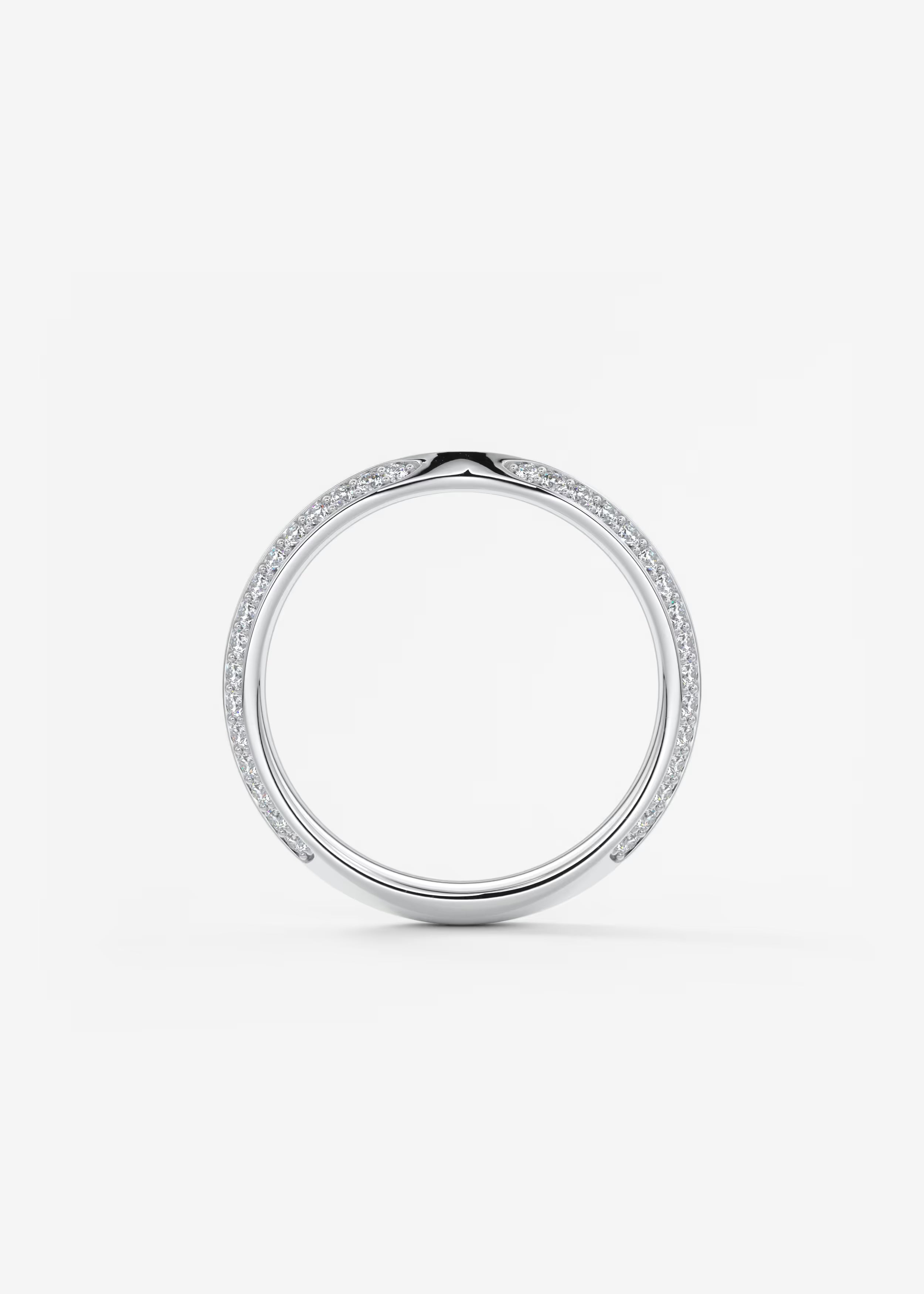 Gold Wave Diamond Band with Lab‑Grown Round Accents