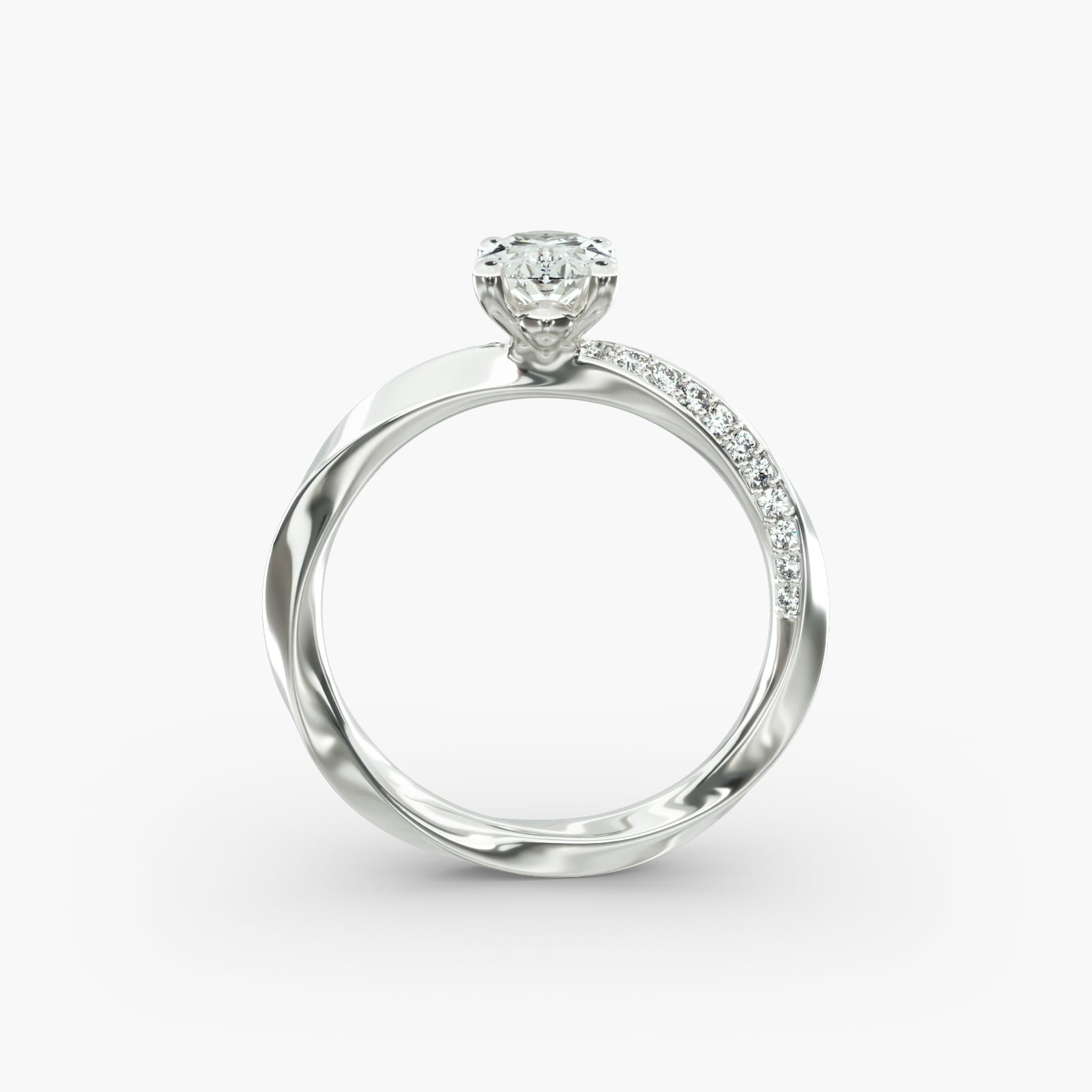 Twisted Sparkle Oval Lab Grown Diamond Center Engagement Ring