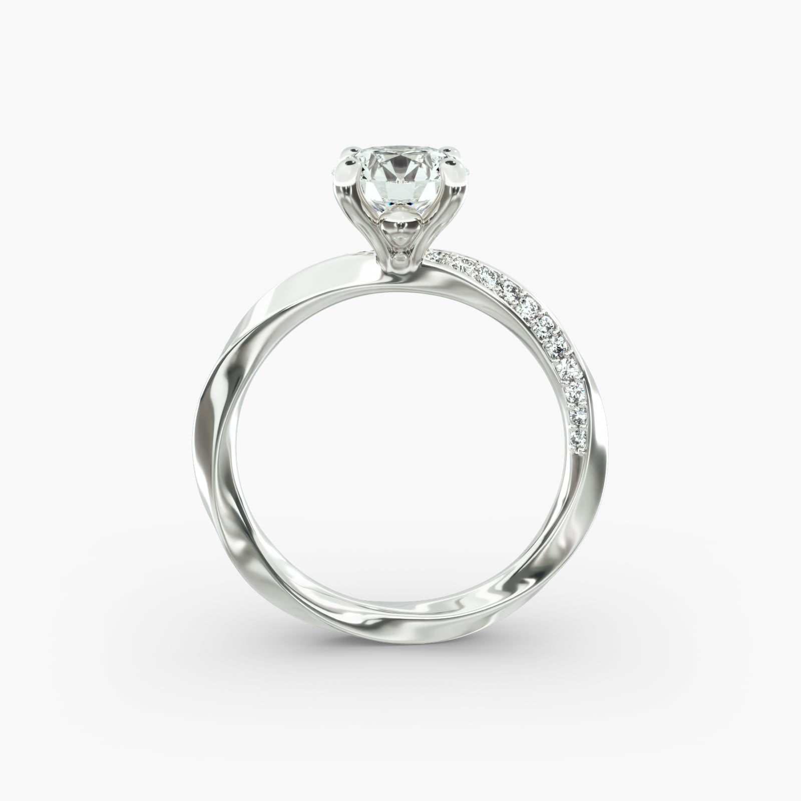 Twisted Sparkle Round Lab Grown Diamond Center Engagement Ring
