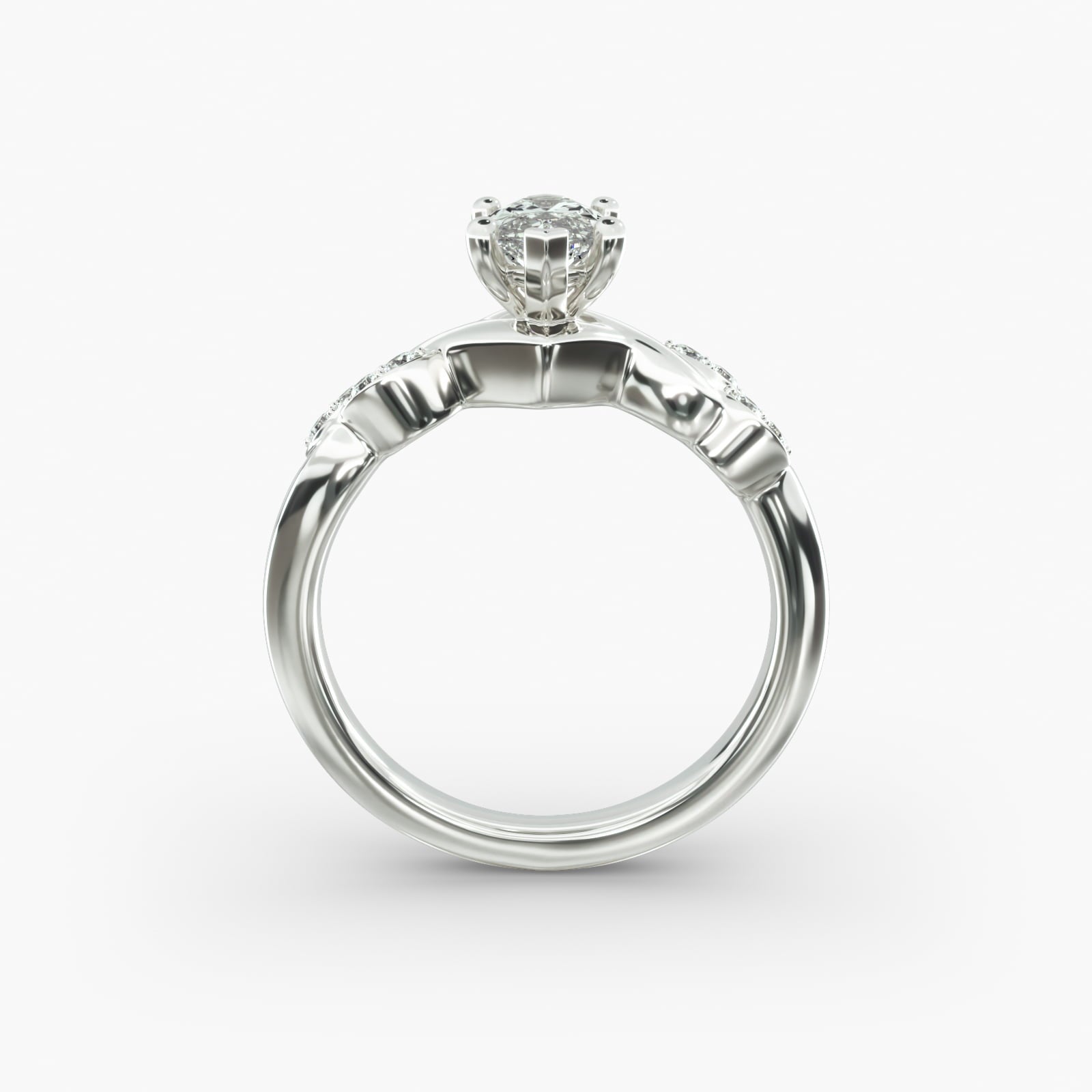 Floral Twist Cluster Marquise Lab Grown Diamond Center Engagement Ring