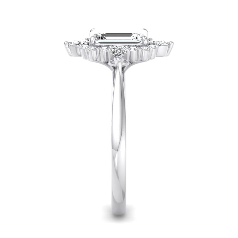 Halo-style with Pear Accents and Emerald Lab Grown Diamond Center Engagement Ring