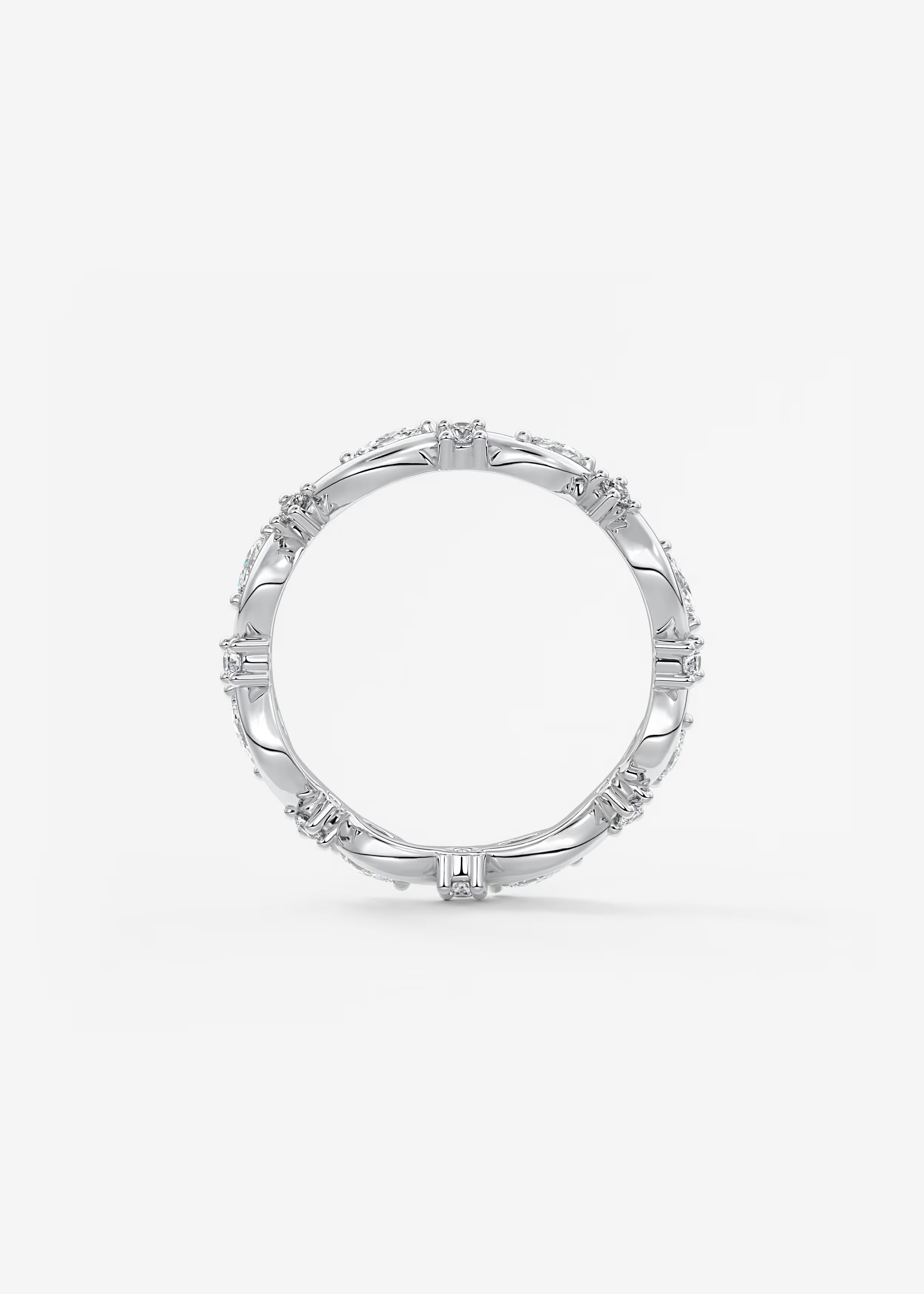 Gold Wave Eternity Band with Alternating Marquise and Round Lab Diamonds