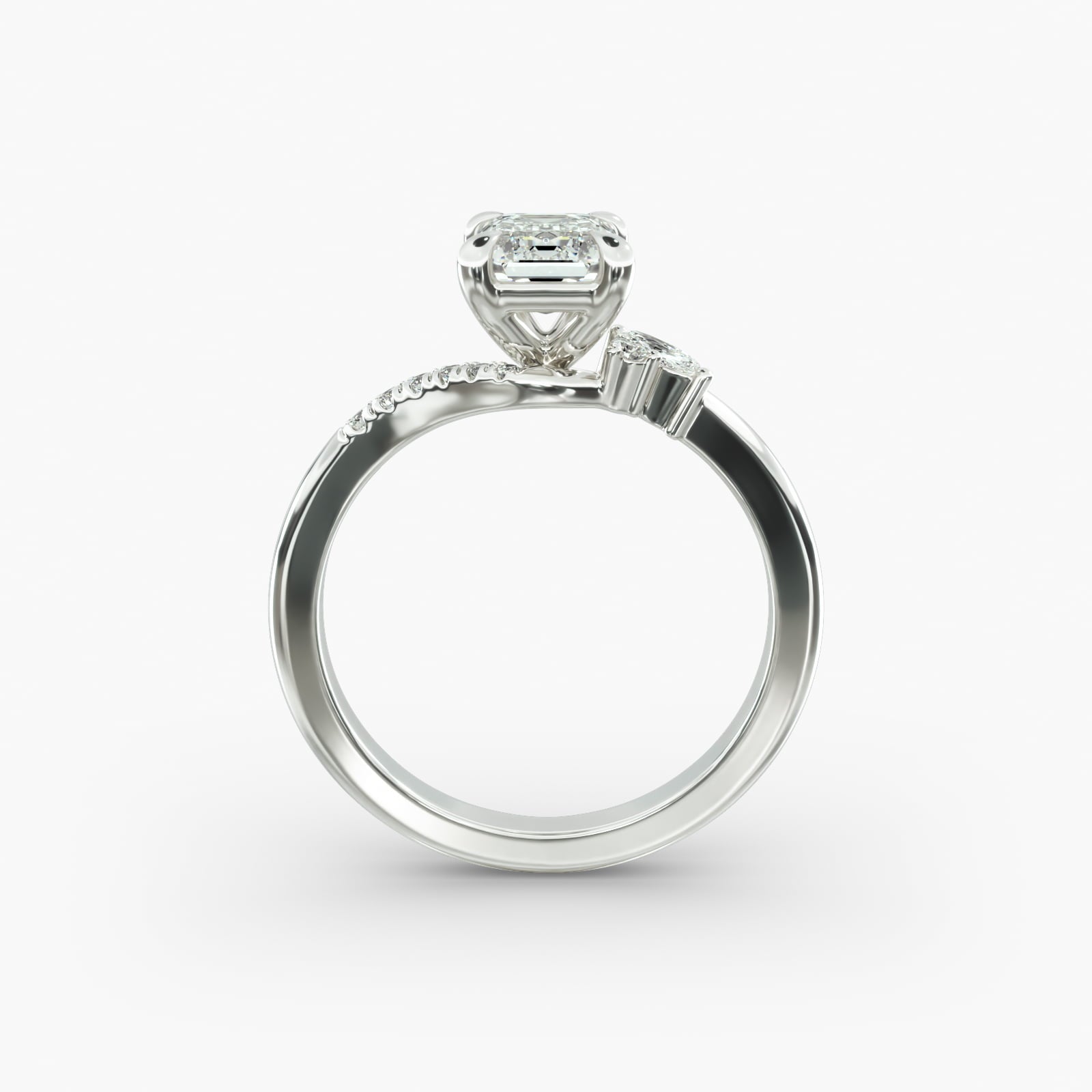 Asymmetric Elegance Emerald Lab Grown Diamond Center Engagement Ring