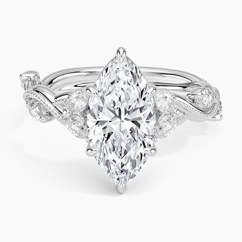 Vine Twist Milgrain Marquise Lab Grown Diamond Center Engagement Ring