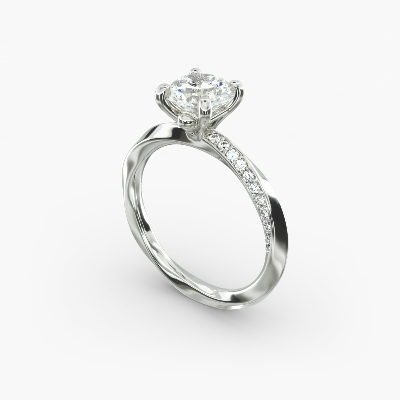 Twisted Sparkle Round Lab Grown Diamond Center Engagement Ring