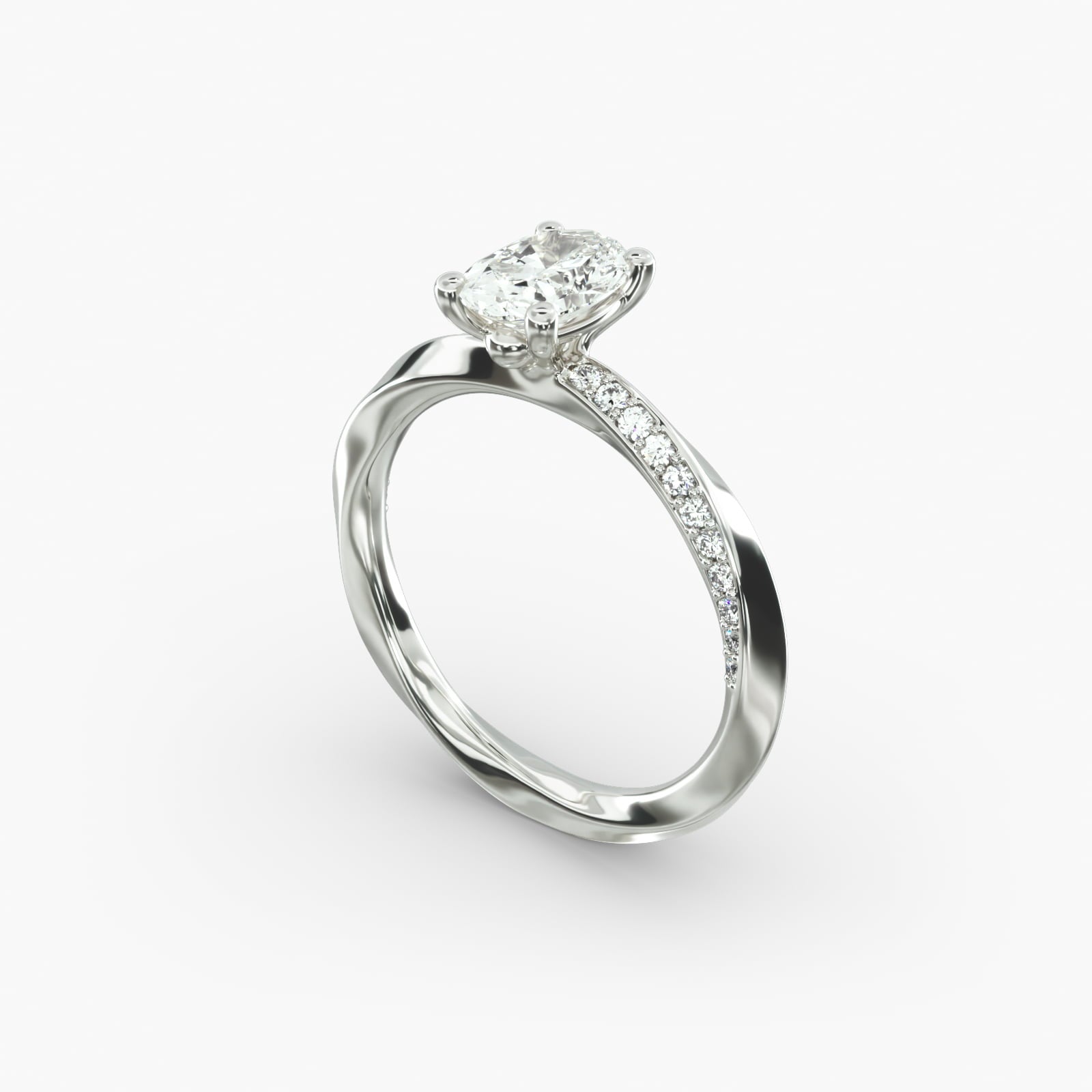 Twisted Sparkle Oval Lab Grown Diamond Center Engagement Ring