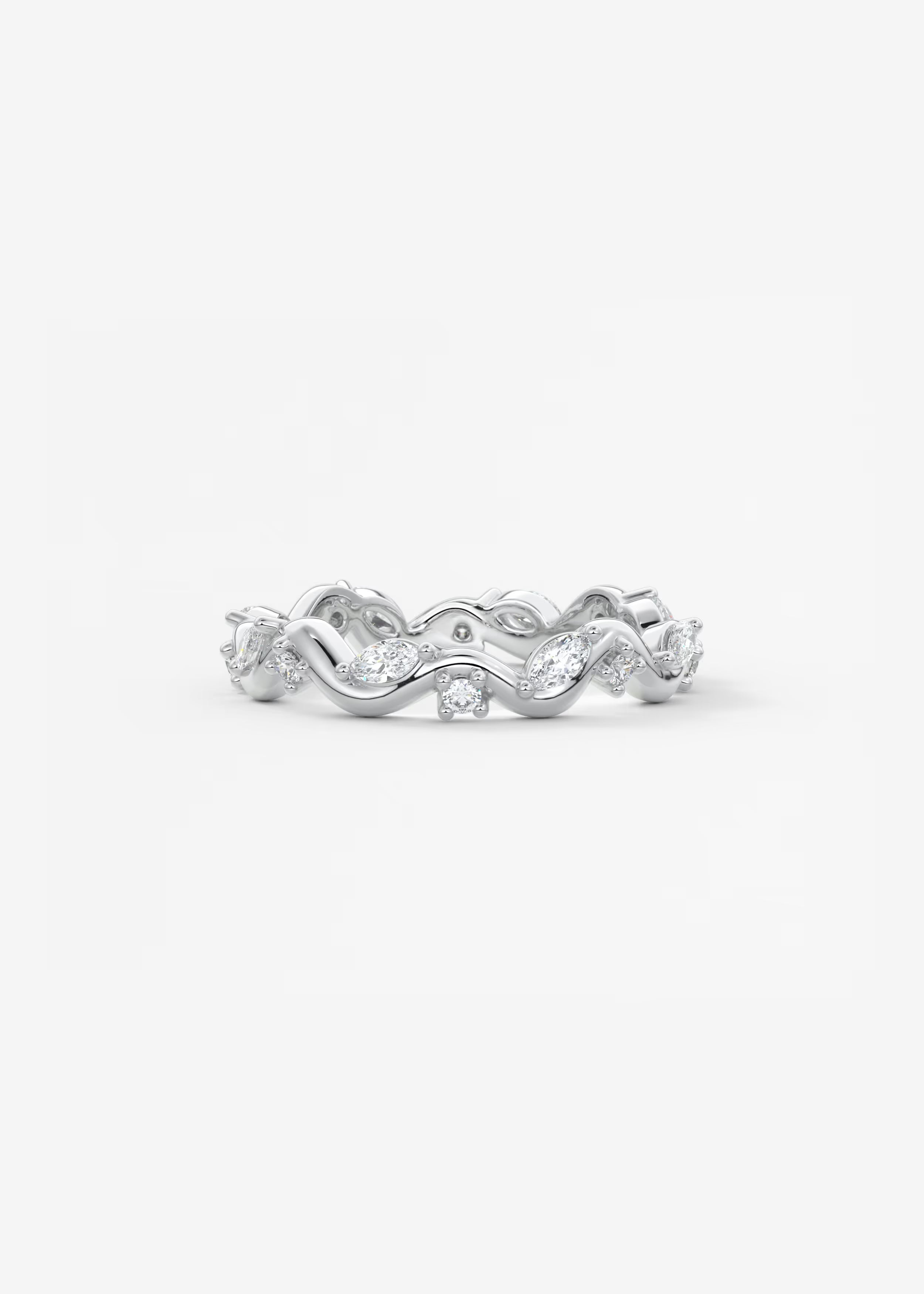 Gold Wave Eternity Band with Alternating Marquise and Round Lab Diamonds