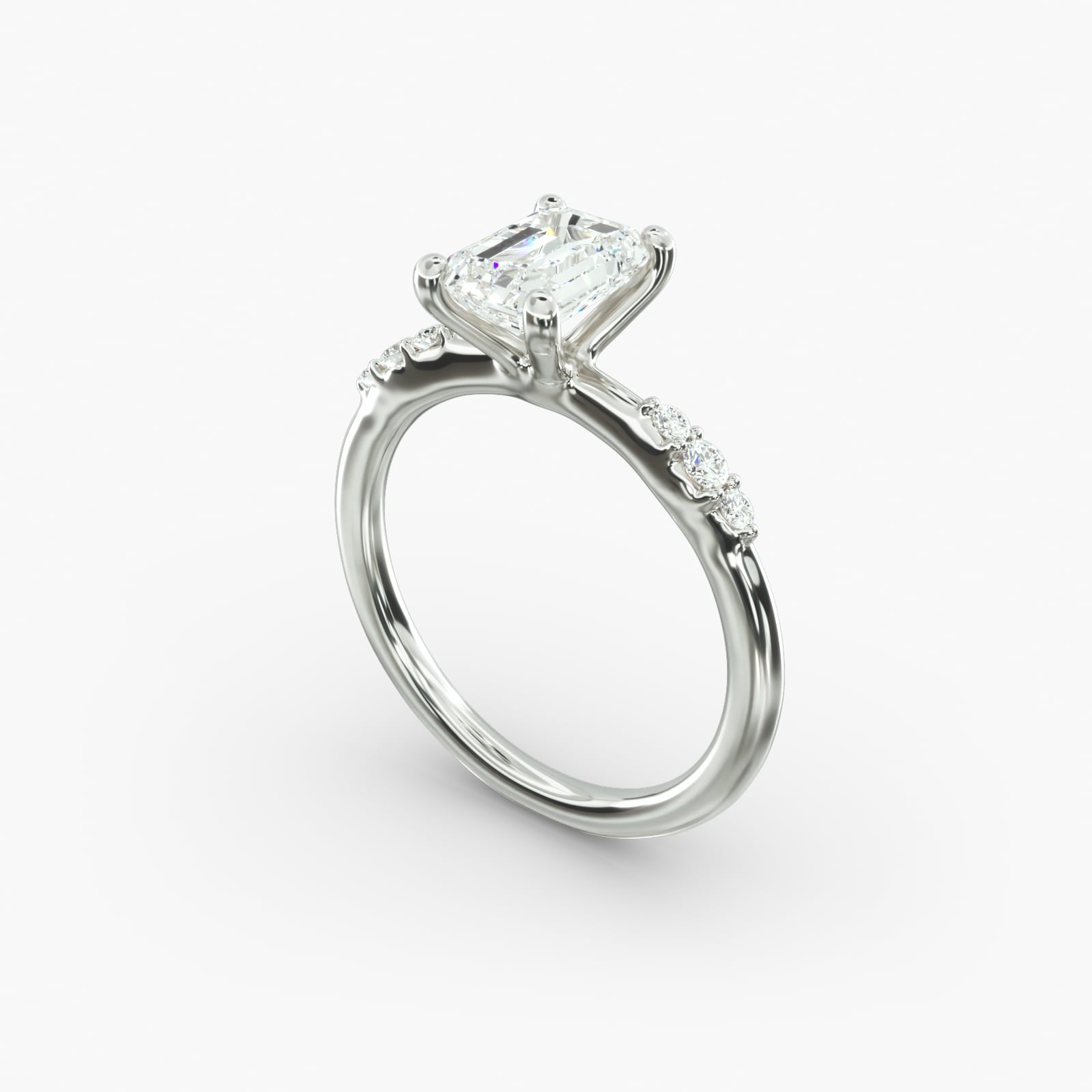 Graduated Sparkle Emerald Lab Grown Diamond Center Engagement Ring