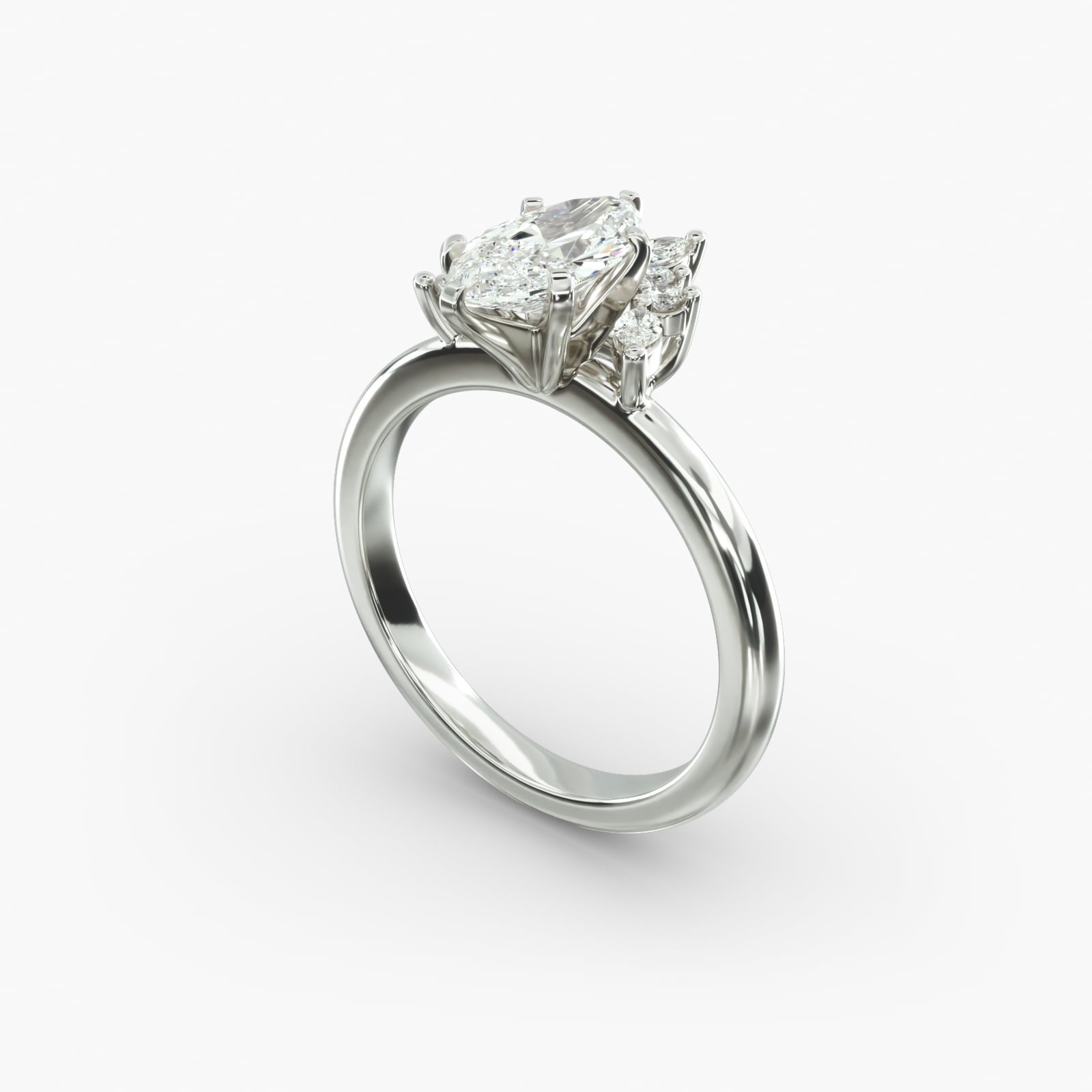 Crown Bloom Halo Marquise Lab Grown Diamond Center Engagement Ring