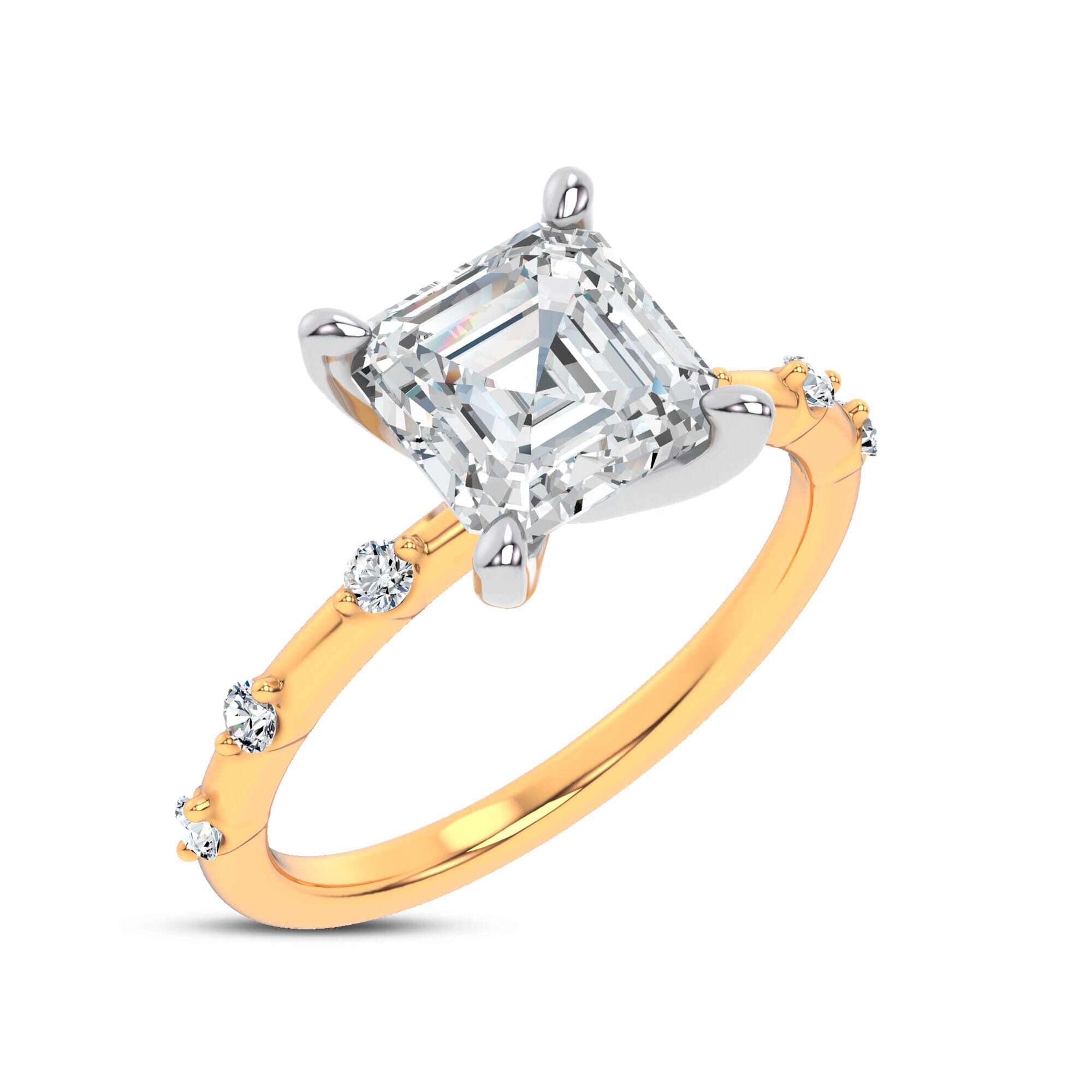 Starlight Spaced Diamond Engagement Asscher Ring
