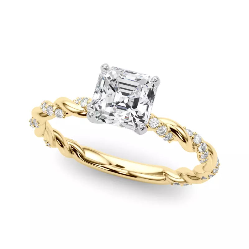 lab Diamond Asscher Twist Engagement Ring